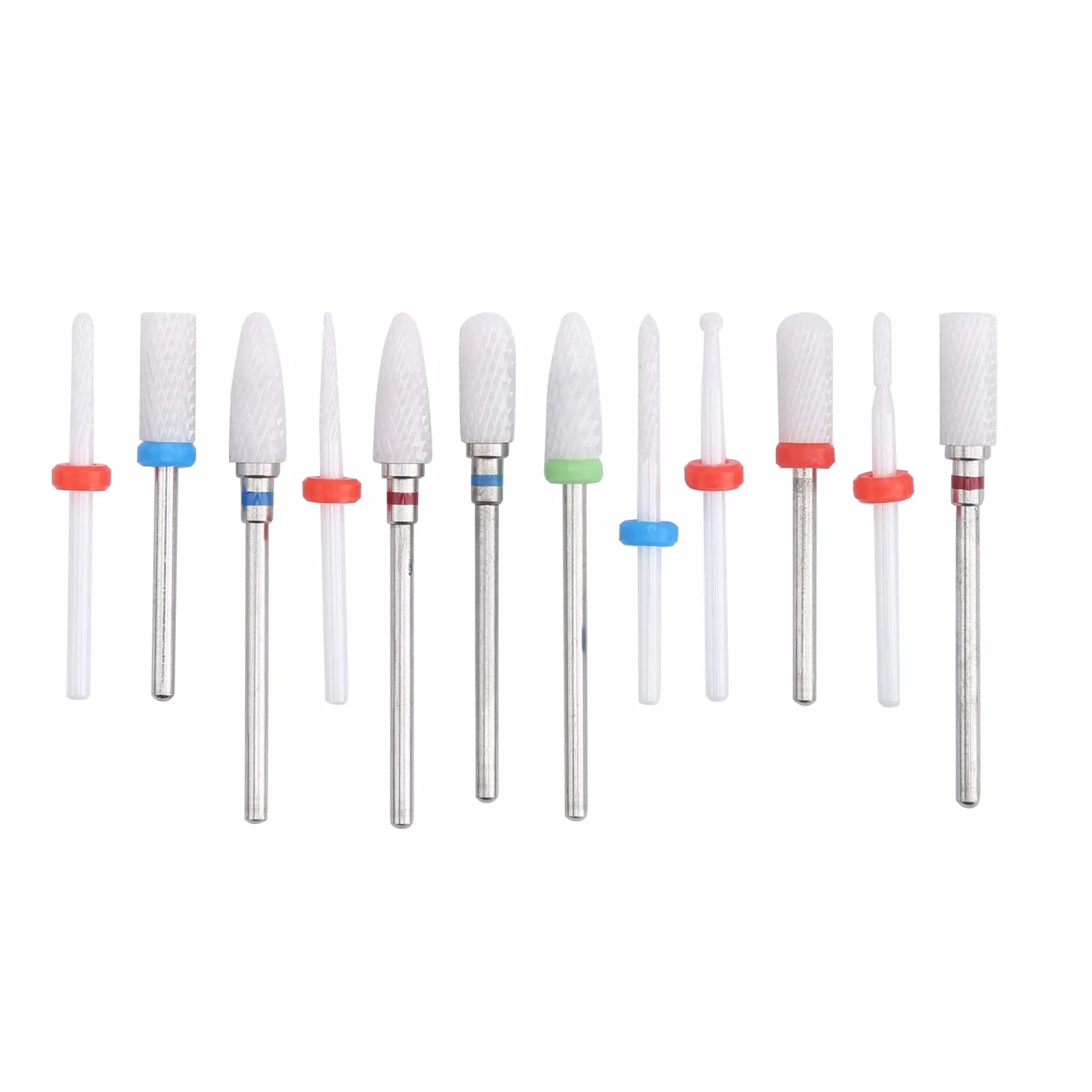 Fafeicy Set di Punte per Trapano per Unghie in Ceramica, 12 Pezzi per Fresa per Fresa in Ceramica per Trapano Elettrico per Rimuovere le Unghie in Gel Acrilico per Cuticole Manicure Pedicure, Testa