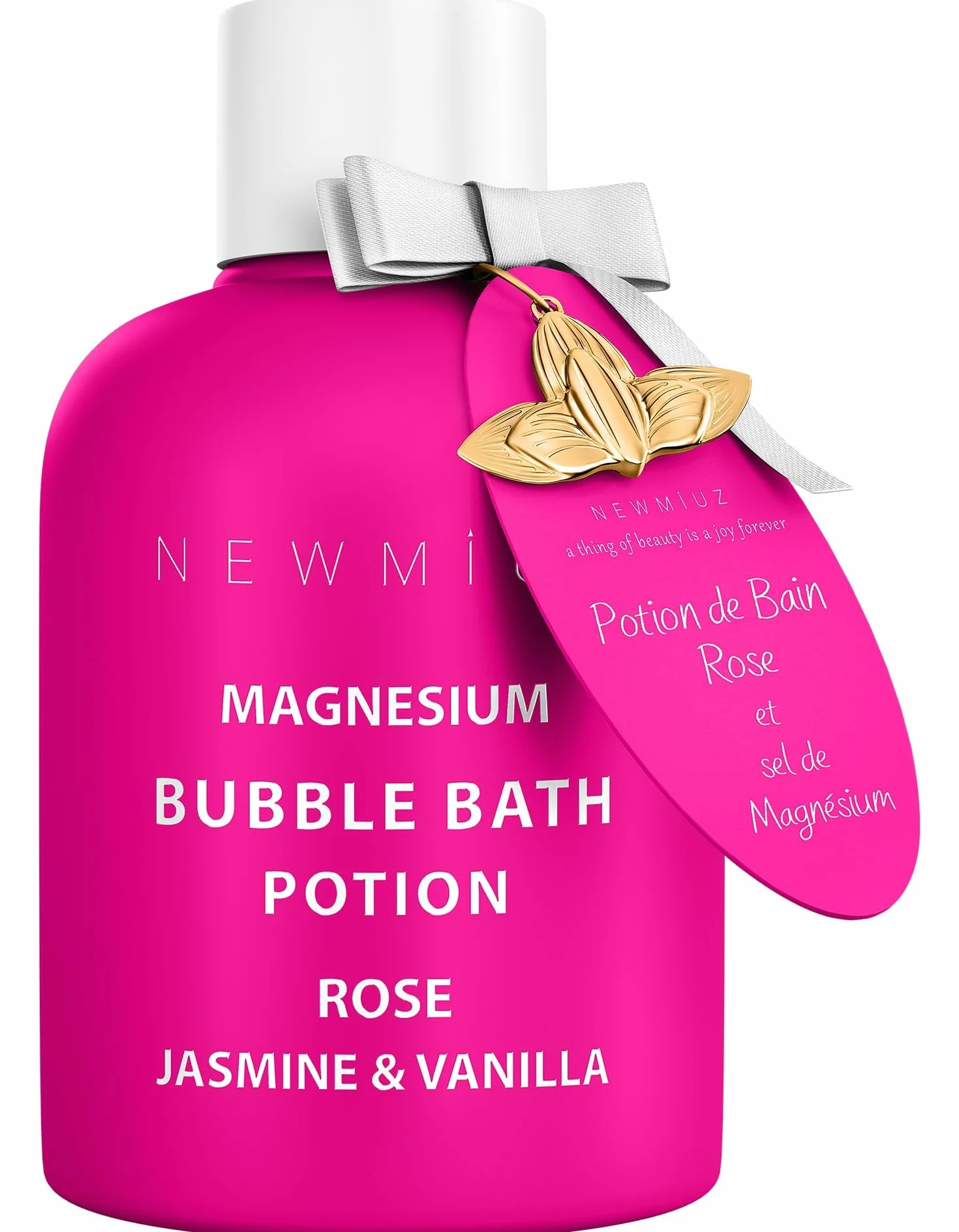 Magnesium Bubble Bath Rose Jasmine Vanilla – Luxury Long Lasting Bubble Bath For Sore Muscles – Epsom Salt Moisturizing Relaxing Stress Relief – Spa Self Care Spa Gift for Women Birthday Christmas