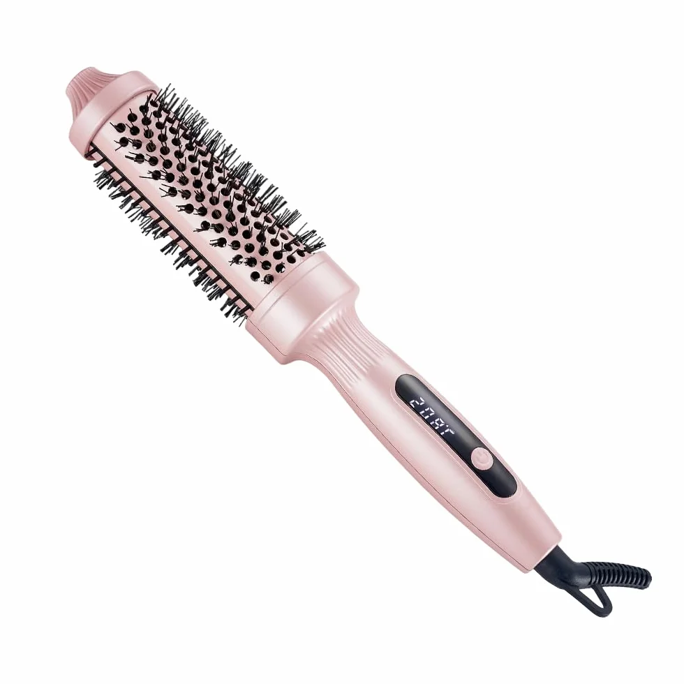 Spazzola Termica per Capelli, Thermal Brush 38 mm, Spazzola Lisciante Arricciacapelli, Spazzola Rotonda Riscaldata di Temperature Regolabile con Cavo 2 m per Capelli Lisci, Ricci, Dual Voltage