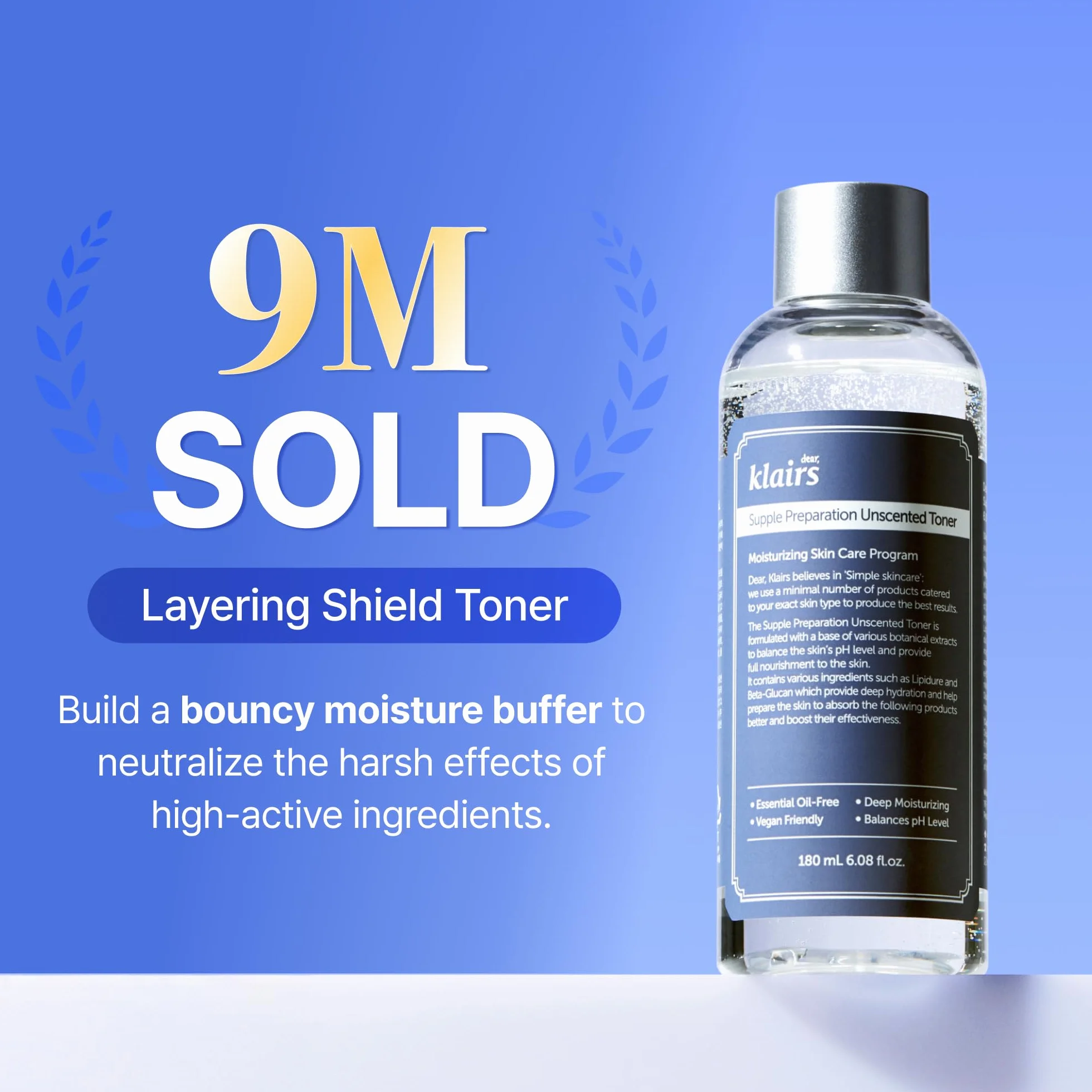 DearKlairs Tonico senza profumo per preparazione flessibile, 180 ml, leggero, senza oli essenziali, senza alcool, confezione modificata