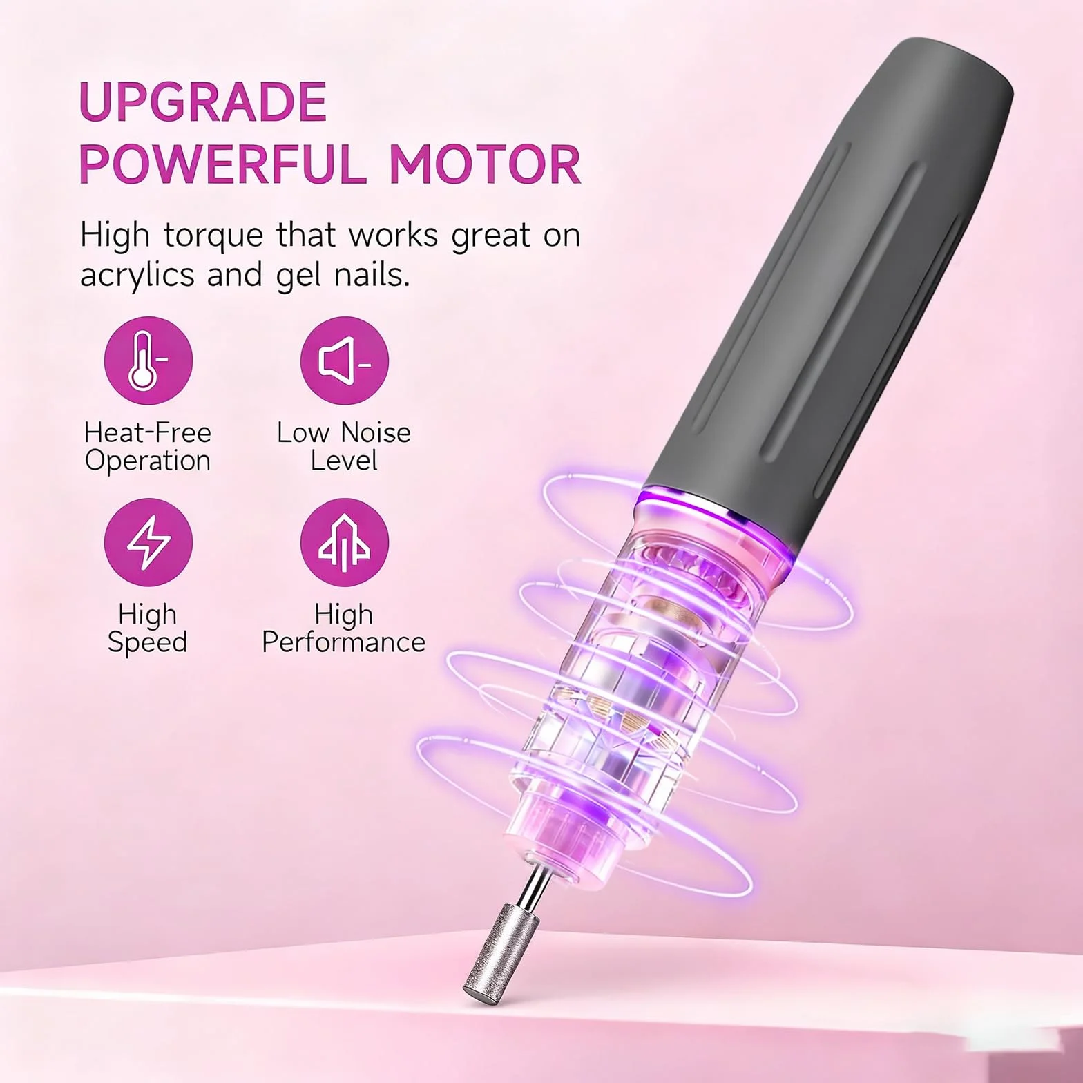 Fresa per Unghie Professionale 40000 RPM Portatile Ricaricabile Lima per Unghie Elettrica Velocità Regolabile Manicure Set Trapano Elettrico con Display a LED per Saloni di Unghie DIY,Grigio Scuro