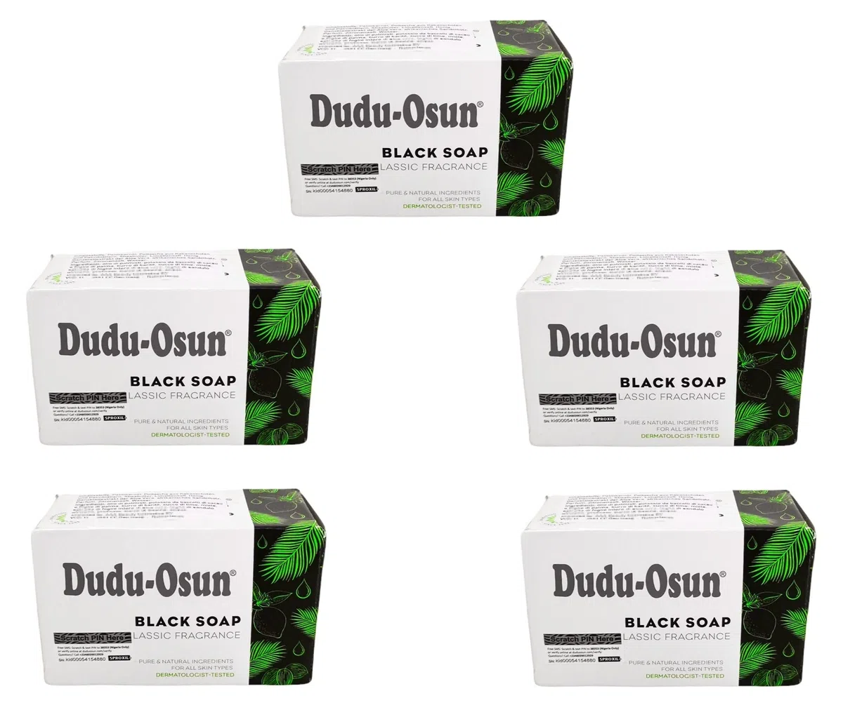 Dudu Osun - Sapone nero Africa. Sapone nero originale, 5 x 150 g, 5 pezzi