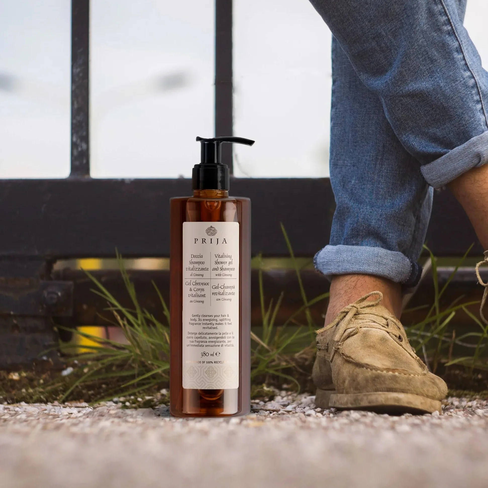 Prija Detergente Mani Vitalizzante con Estratto di Ginseng e Gel Doccia 2 in 1 Vitalizzante e Shampoo Bundle 4 x 380ml