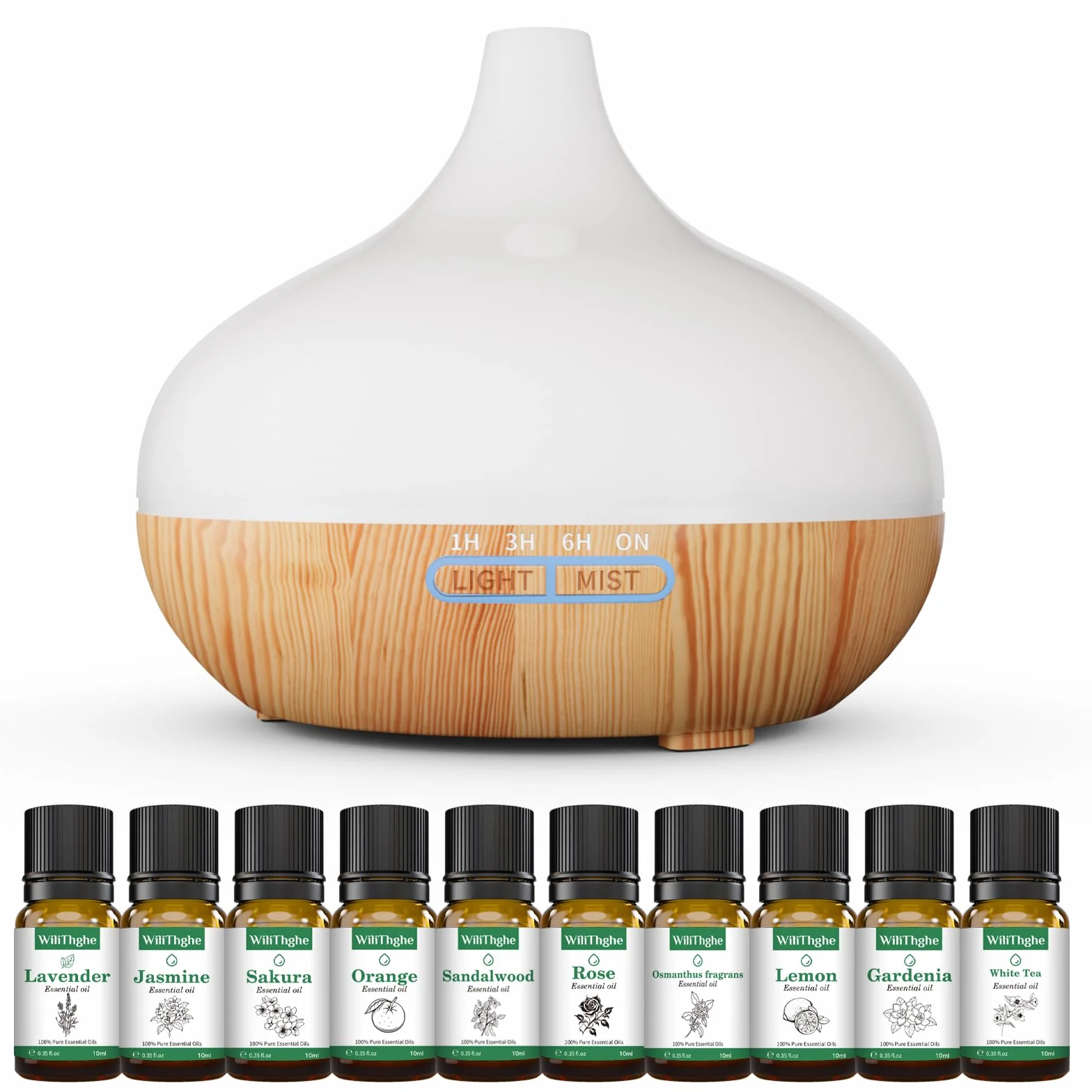 Set di Diffusore di Aromi per Oli Essenziali 500 ml con Telecomando, 14 Colori LED e 4 Impostazioni del Timer - Ideale per Rilassamento, Benessere e Aromaterapia