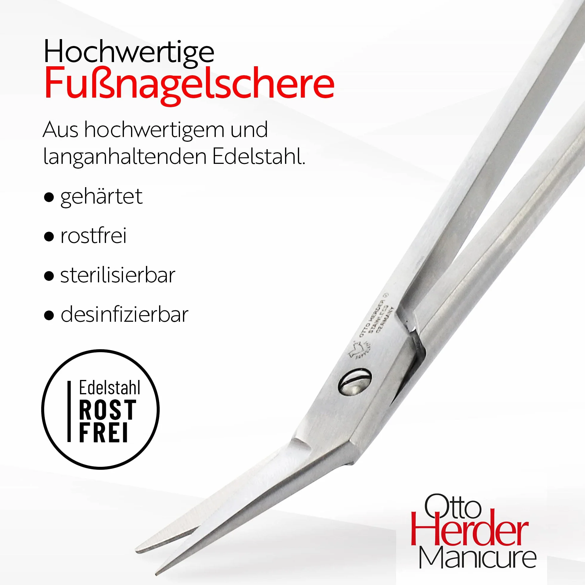 OTTO HERDER Forbici per unghie – Forbici extra lunghe circa 19 cm per anziani in acciaio inox – Forbici per unghie con micro dentatura unilaterale