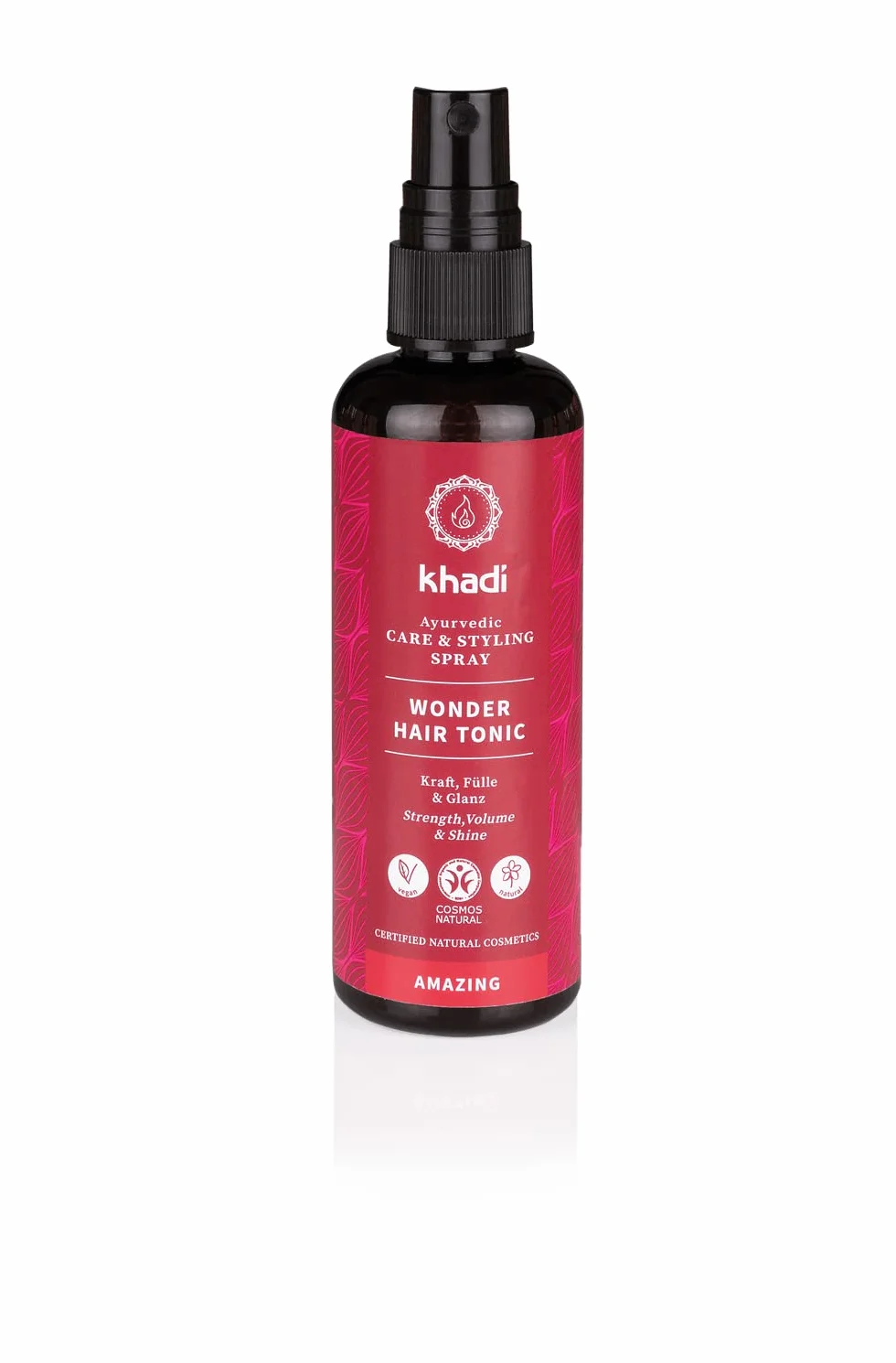 khadi WONDER HAIR TONIC Spray Care & Styling Ayurvedico - Tonico per maggiore forza e volume, stimola la crescita dei capelli - 100% vegetale e vegano - 100 ml