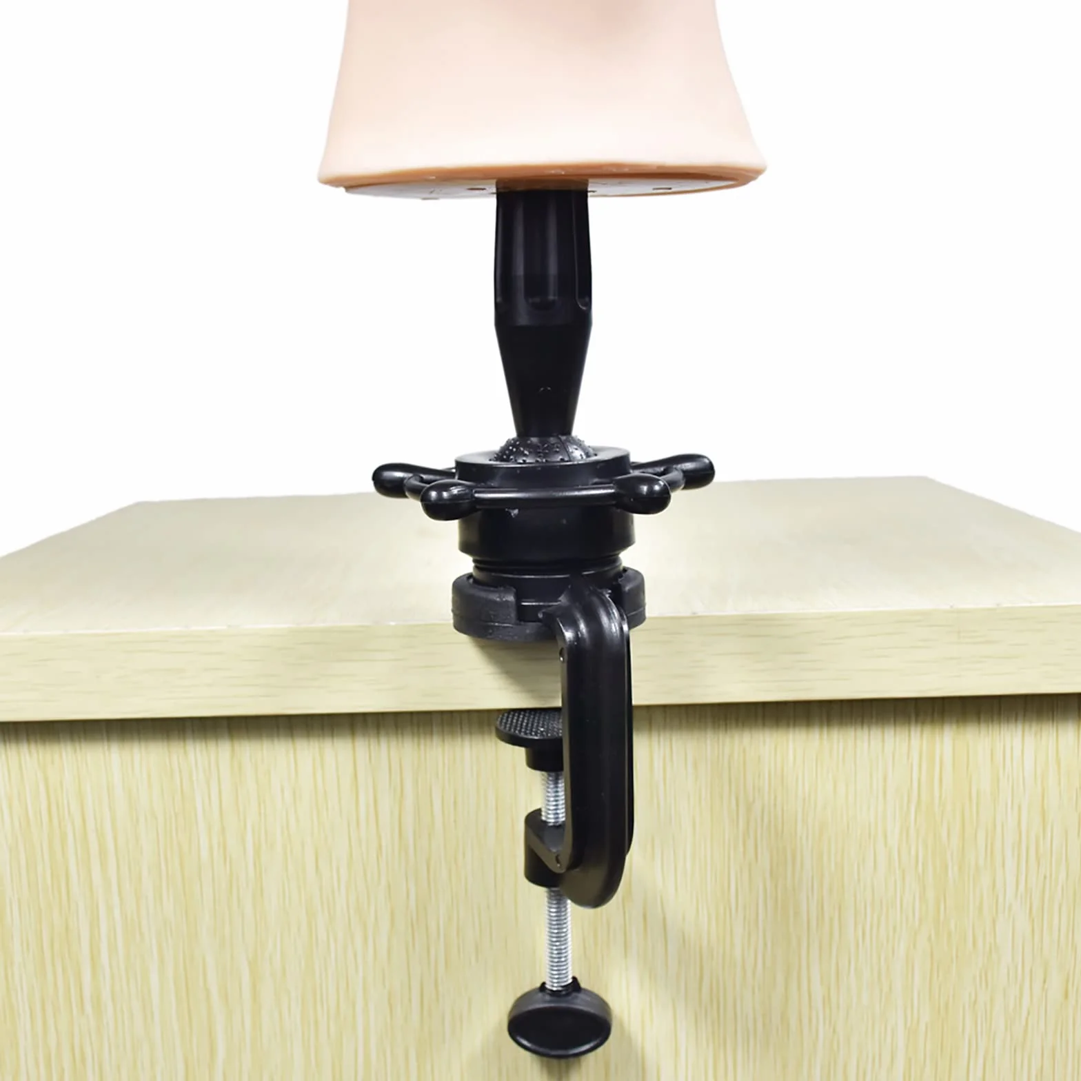 Testa in sughero per parrucche, 56 cm, con morsetto da tavolo
