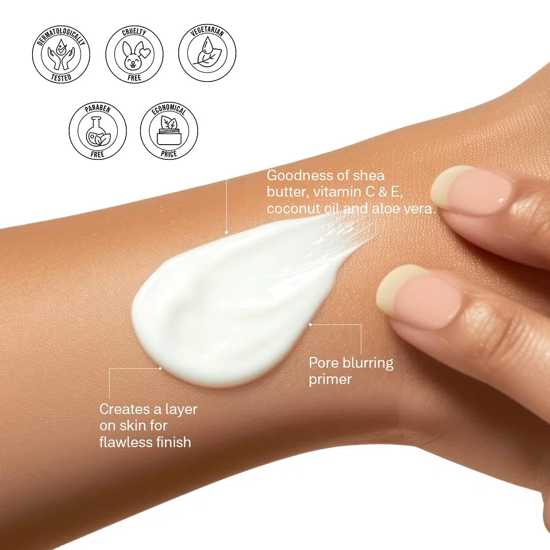 FLiCKA Silk Touch - Idratante e primer 3 in 1 per viso, idratante, leggero, a lunga durata, minimizzatore dei pori, dermatologicamente testato, per tutti i tipi di pelle, base trucco, 60 g, cruelty