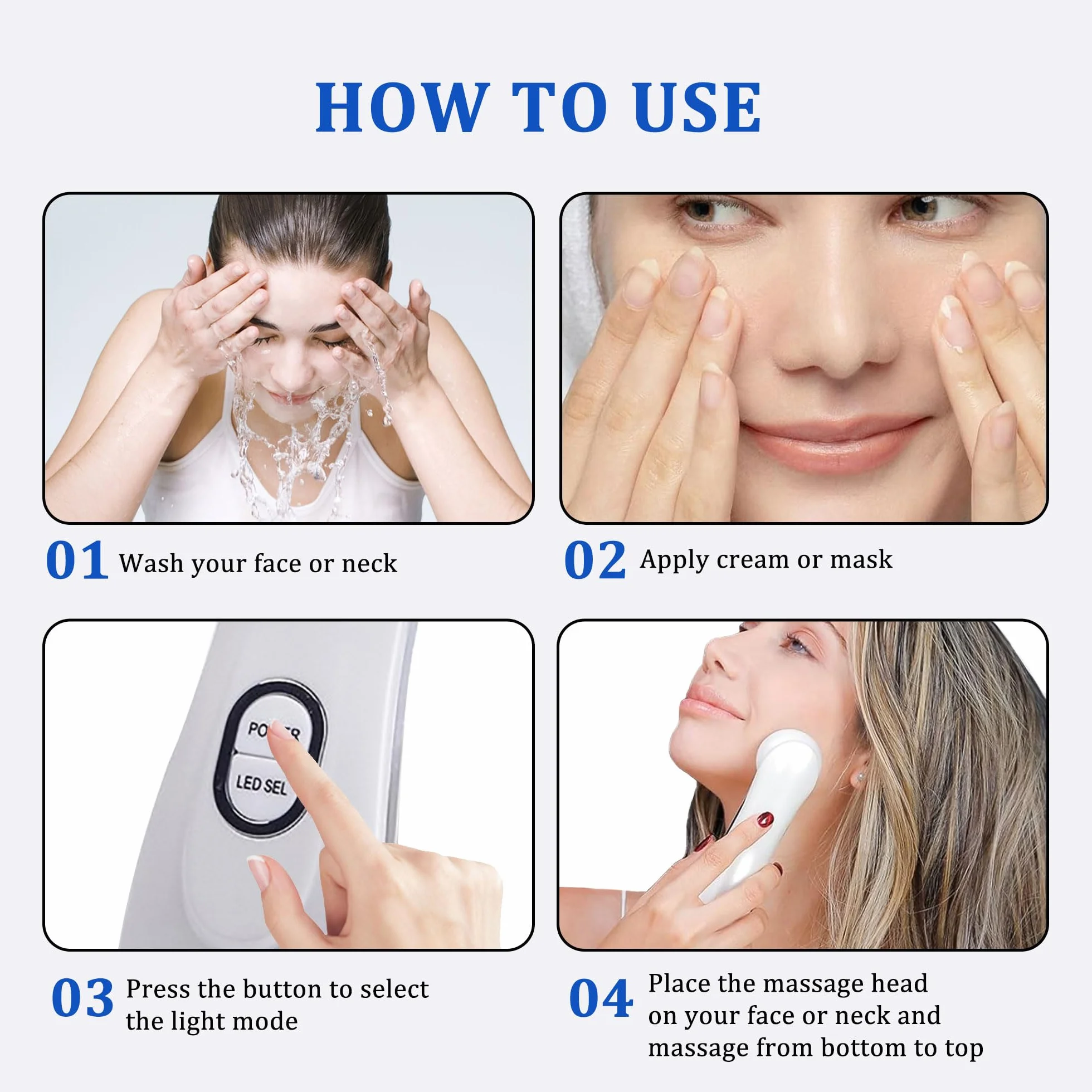AILEDA Elettrico Massaggiatore Viso,il Lifting e il Rassodamento Della Pelle Cadente,Ultrasuoni Terapia LED Radiofrequenza Viso e Corpo Massaggiatore Viso Antirughe,Della Pelle Cura del Quotidiana