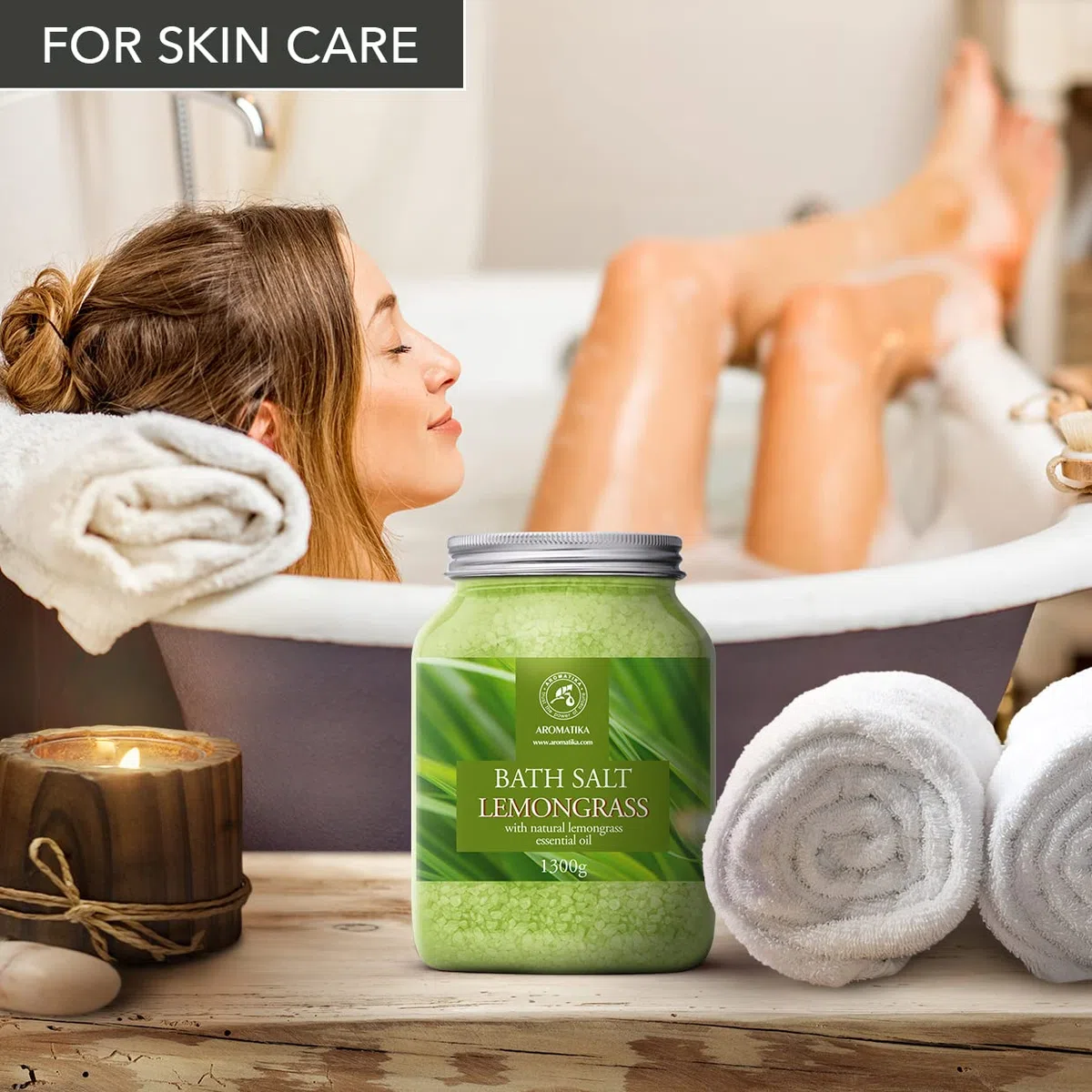 Sale Marino con Olio Essenziale di Citronella 1300g - Sali da Bagno Naturali per un Buon Sonno - Riduzione dello Stress - Cura del Corpo - Rilassamento - Bellezza - Aromaterapia