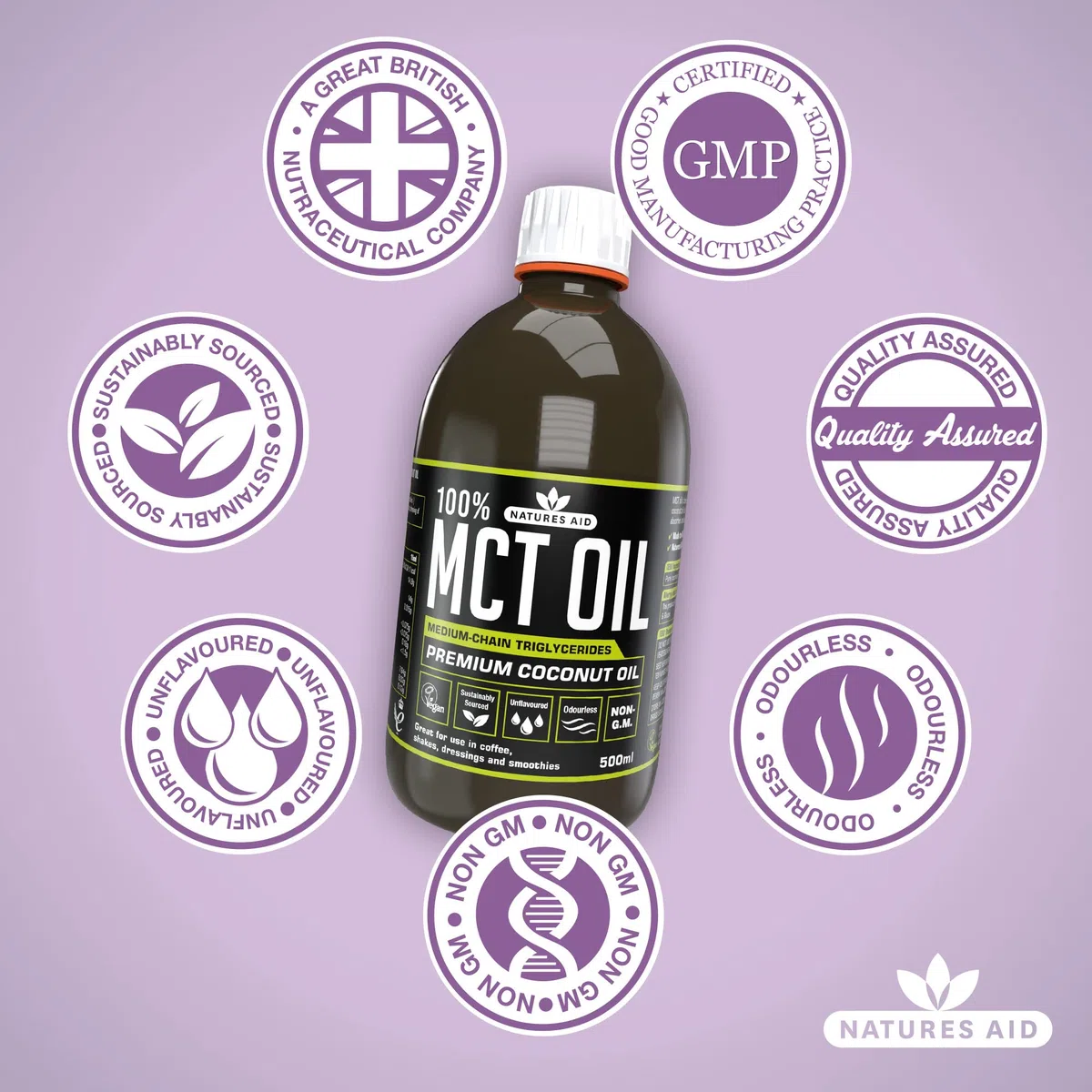 Natures Aid 100 Percento MCT Coconut Olio 500 ml