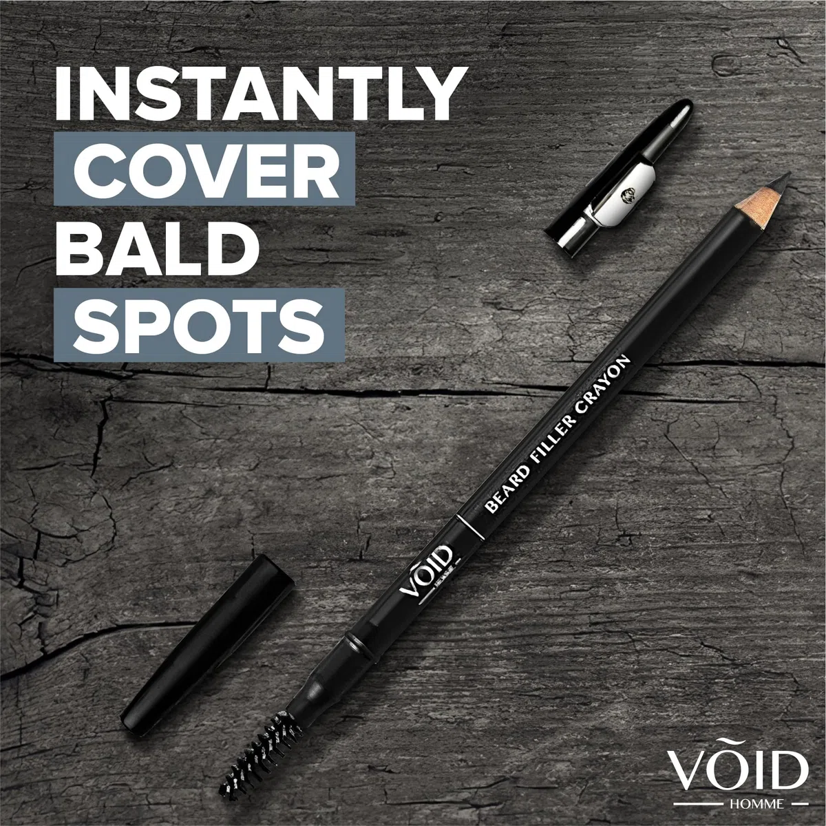 VOID Homme Matita Barba Uomo (Nero) Impermeabile, di Riempimento e Naturale. Ritocco Barba, Beard Pencil Filler