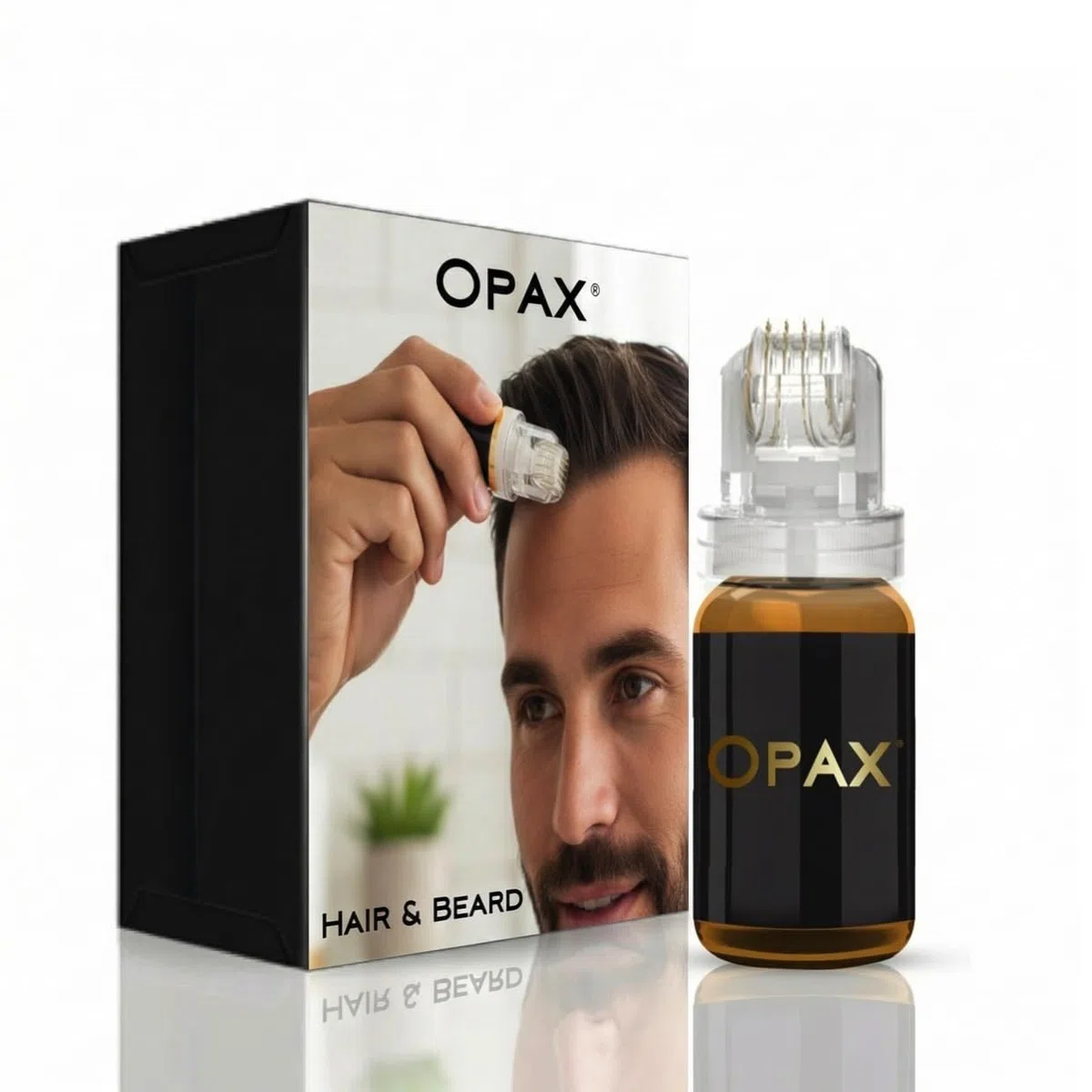 Opax Dermaroller Capelli 0.25mm con Siero Crescita Capelli 10ml, Microneedling Capelli, Derma Roller, Siero Sopracciglia, Ideale per Ricrescita Capelli Uomo, Barba - Adatto A Lui & Lei - Made In Italy