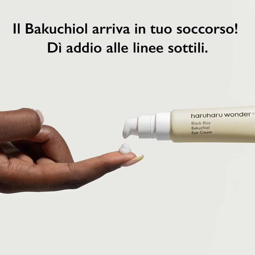 haruharu wonder Black Rice Bakuchiol Eye Cream, Leviga le linee sottili e le zampe di gallina, riduce gonfiore e occhiaie, trattamento leggero per il giorno e la notte, 20ml