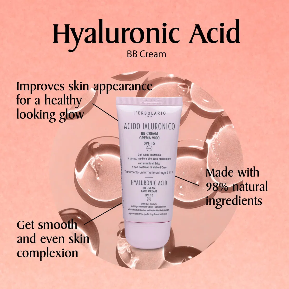 L 'erbolario acido ialuronico BB Cream Face, 50 ml