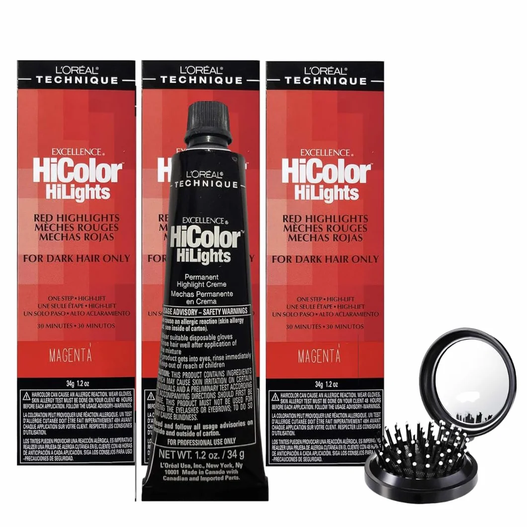Set per la cura dei capelli: contiene spazzola per capelli LuxPaks con crema illuminante L'Oréel (confezione da 3)