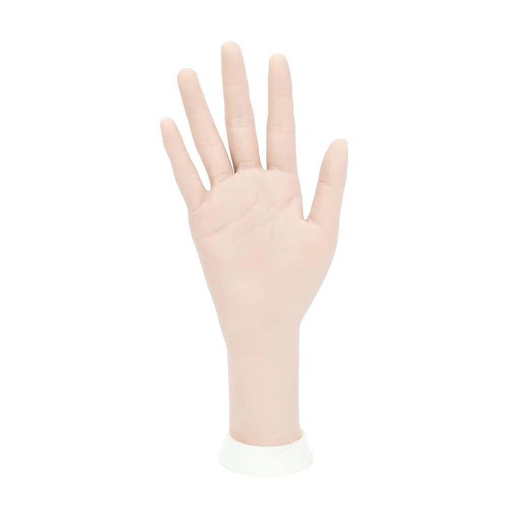 Manicure Practice Hands & Fingers Nail Hand Practice Model Flexible Movable Soft Plastic Hand for Fake Nail Art Starter Training (Right Hand) (Dark Skin Color)