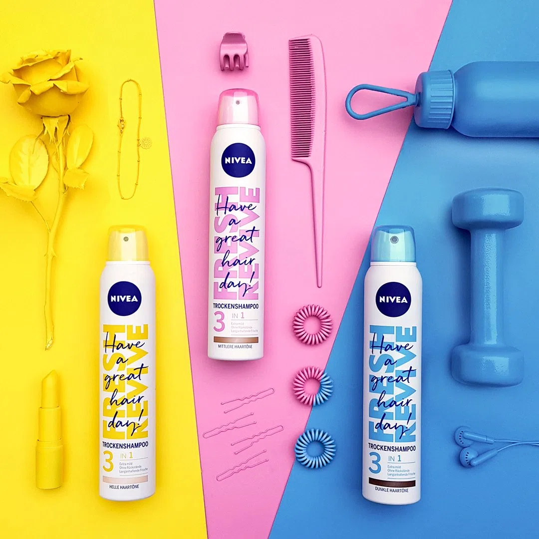 Nivea 3 in1 a secco di shampoo per Blonde e luminoso haartoene, Fresh Revive, confezione da (4 X 200 ML)