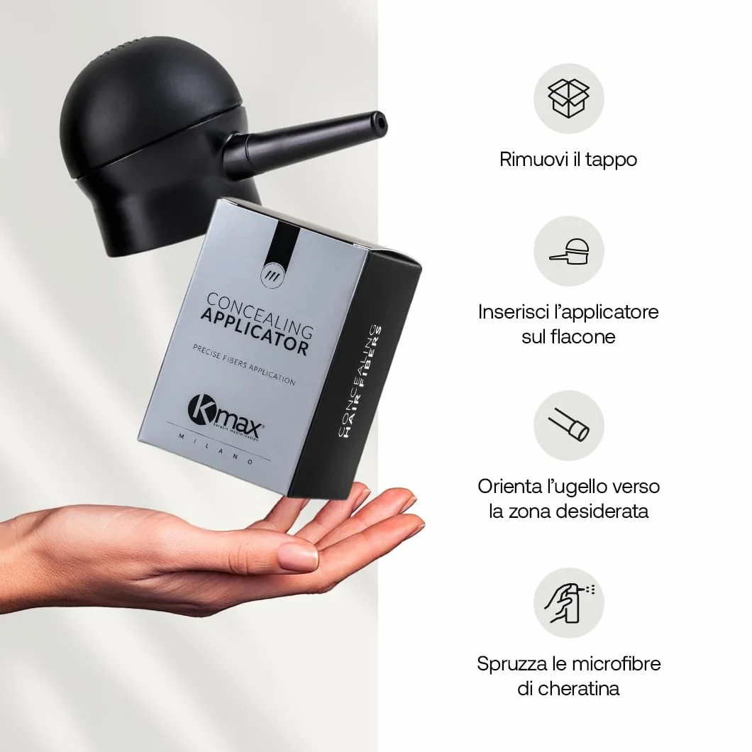 Kmax - Applicatore per fibre capillari anti diradamento capelli