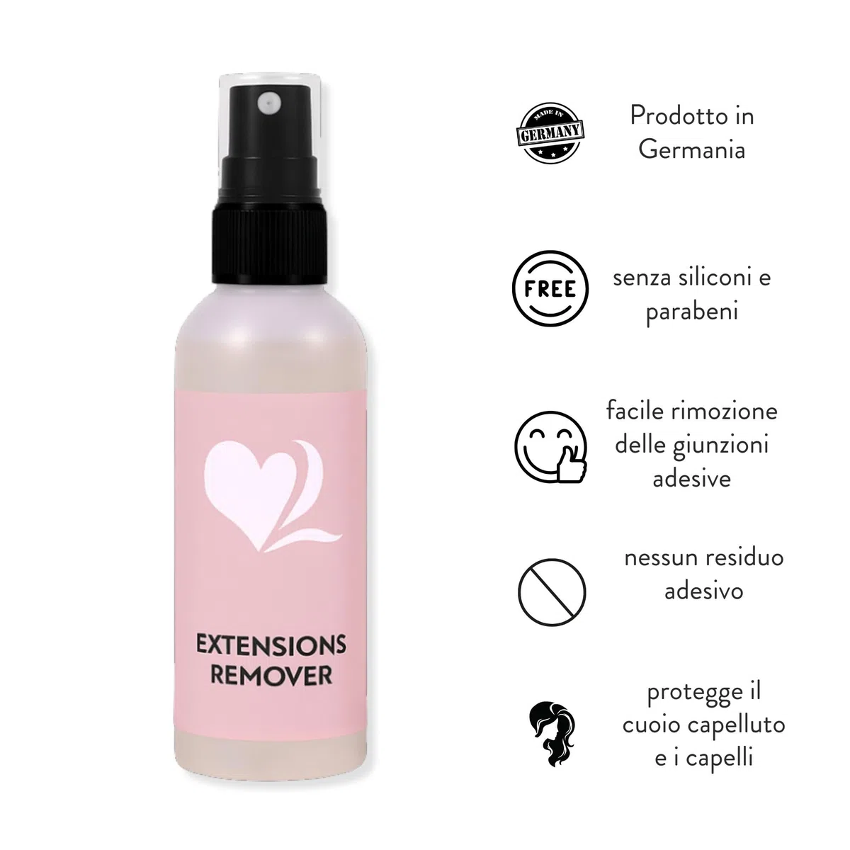 hair2heart Kit rimozione extension capelli con pinze e solvente di incollaggio - Facile rimozione delle extension a cheratina e a nastro - Formula a base di alcol