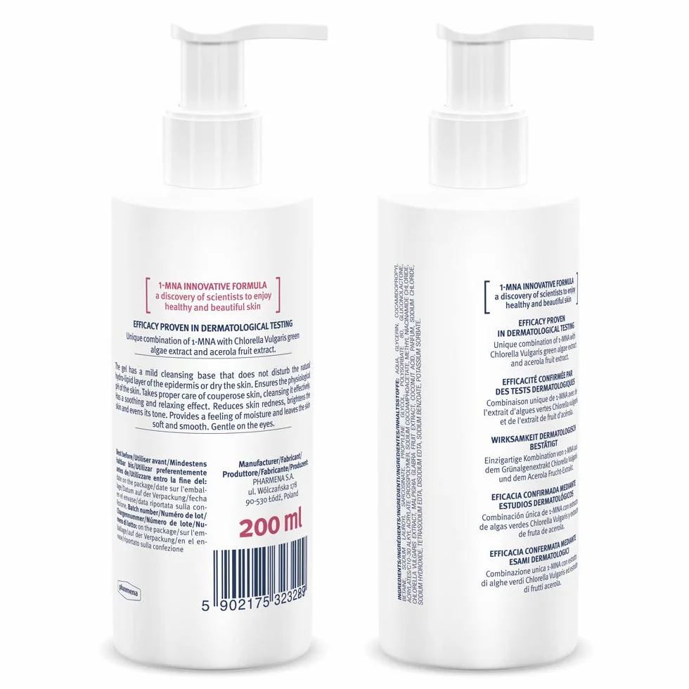 Anti-rossore Detergente Gel per Pelli Sensibili, Arrossamenti e Couperose, 200 ml
