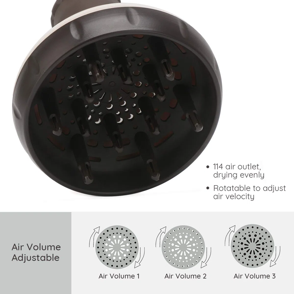Diffusore per asciugacapelli, Segbeauty Diffusore per capelli aggiornato per capelli ricci ondulati Attacco per diffusore professionale per soffiatore con ugello 1.57 "-1.97"
