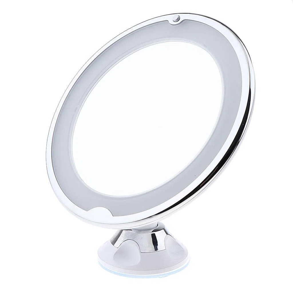 misppro Specchio da trucco illuminato con ingrandimento 7x, con ventosa, specchio da viaggio regolabile per piano di lavoro del bagno