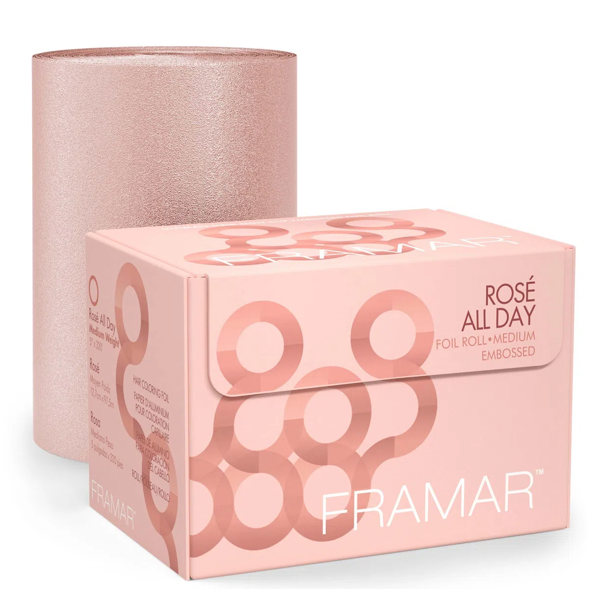 Lamina per capelli in rotolo Framar Rosé goffrata, lamina per mèches, lamina per mèches, lamina per parrucchieri per mèches, lamina per mèches, fogli di lamina Framar – 97,5 metri