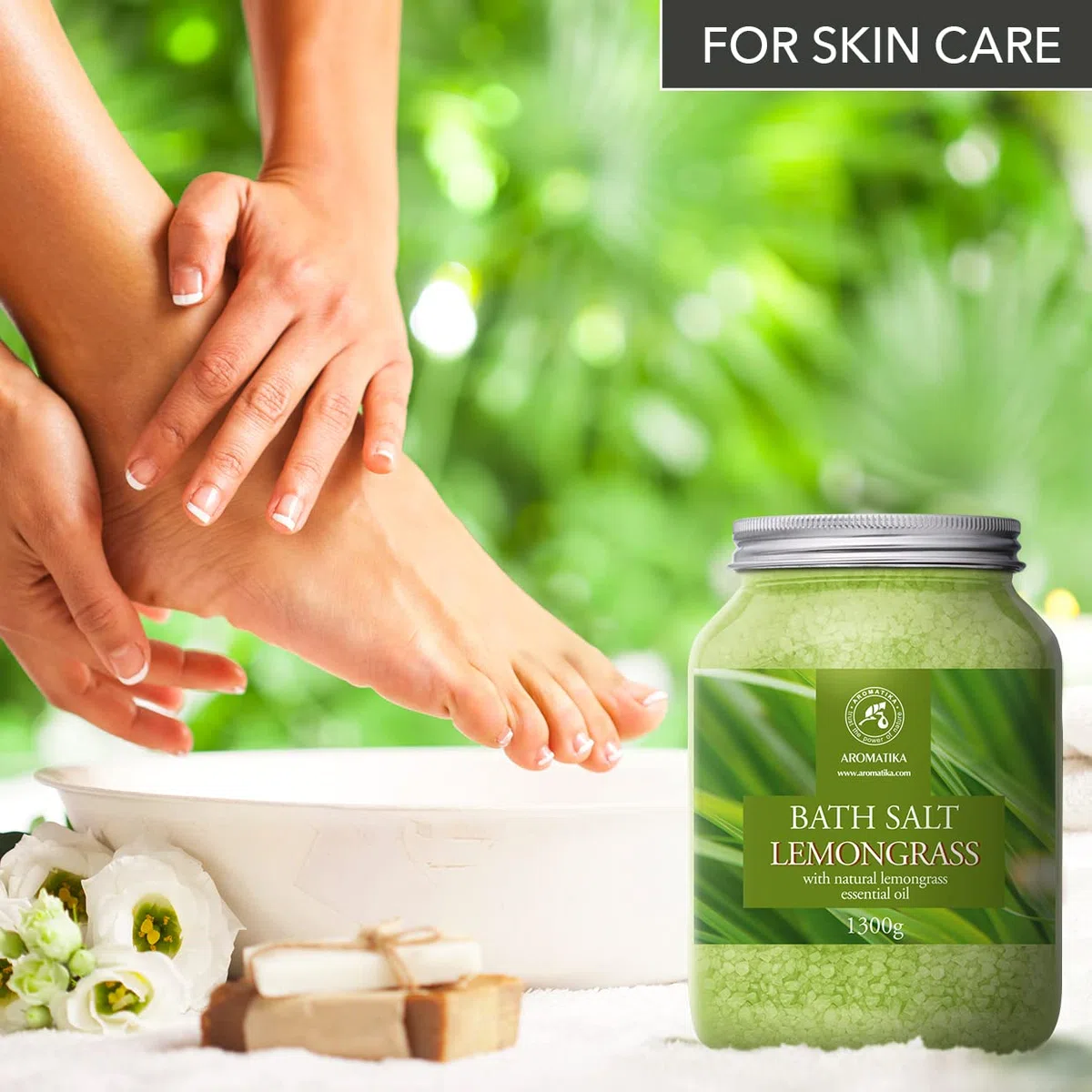 Sale Marino con Olio Essenziale di Citronella 1300g - Sali da Bagno Naturali per un Buon Sonno - Riduzione dello Stress - Cura del Corpo - Rilassamento - Bellezza - Aromaterapia