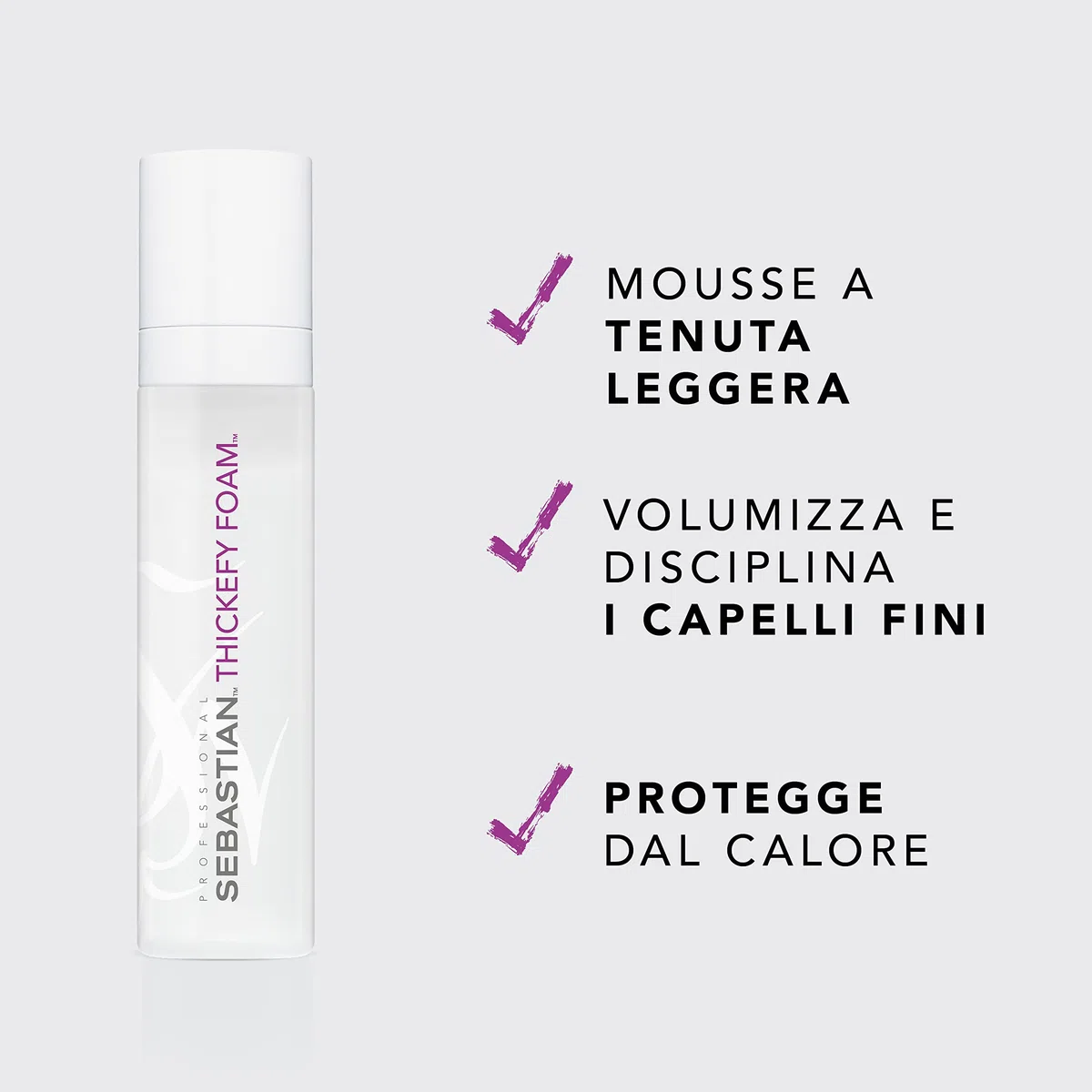Sebastian Professional Thickefy Foam, Mousse Volumizzante, Dona Corpo, Volume Leggero e Sostegno Senza Peso, Per Capelli Fini, Formula da Liquida a Schiuma, 200ml