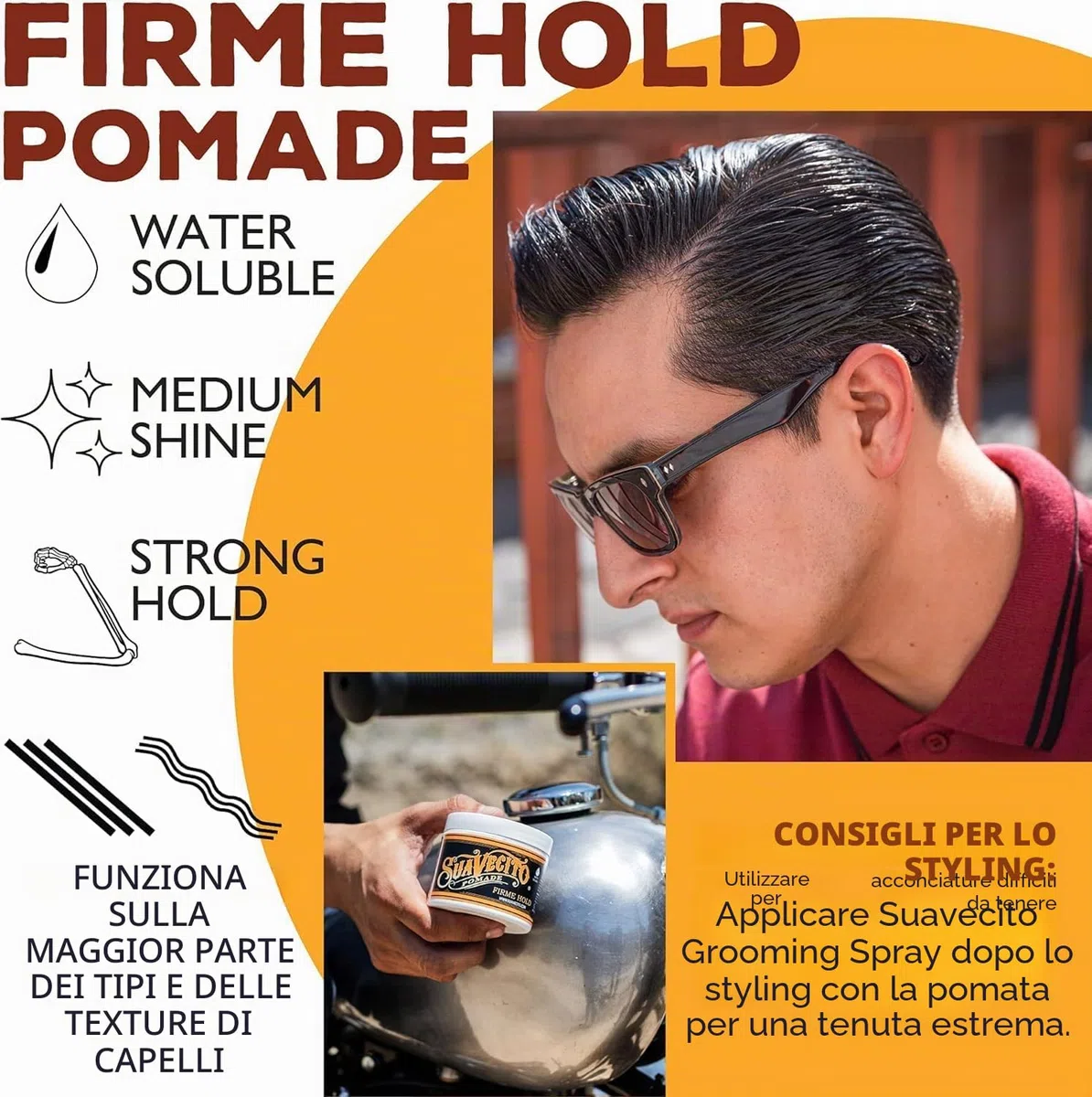 Suavecito Firme Strong Hold Pomade, Strong Hold Pomade For Men, Medium Shine Water Based Wax Flake Free Hair Gel, 4oz/113g x 2