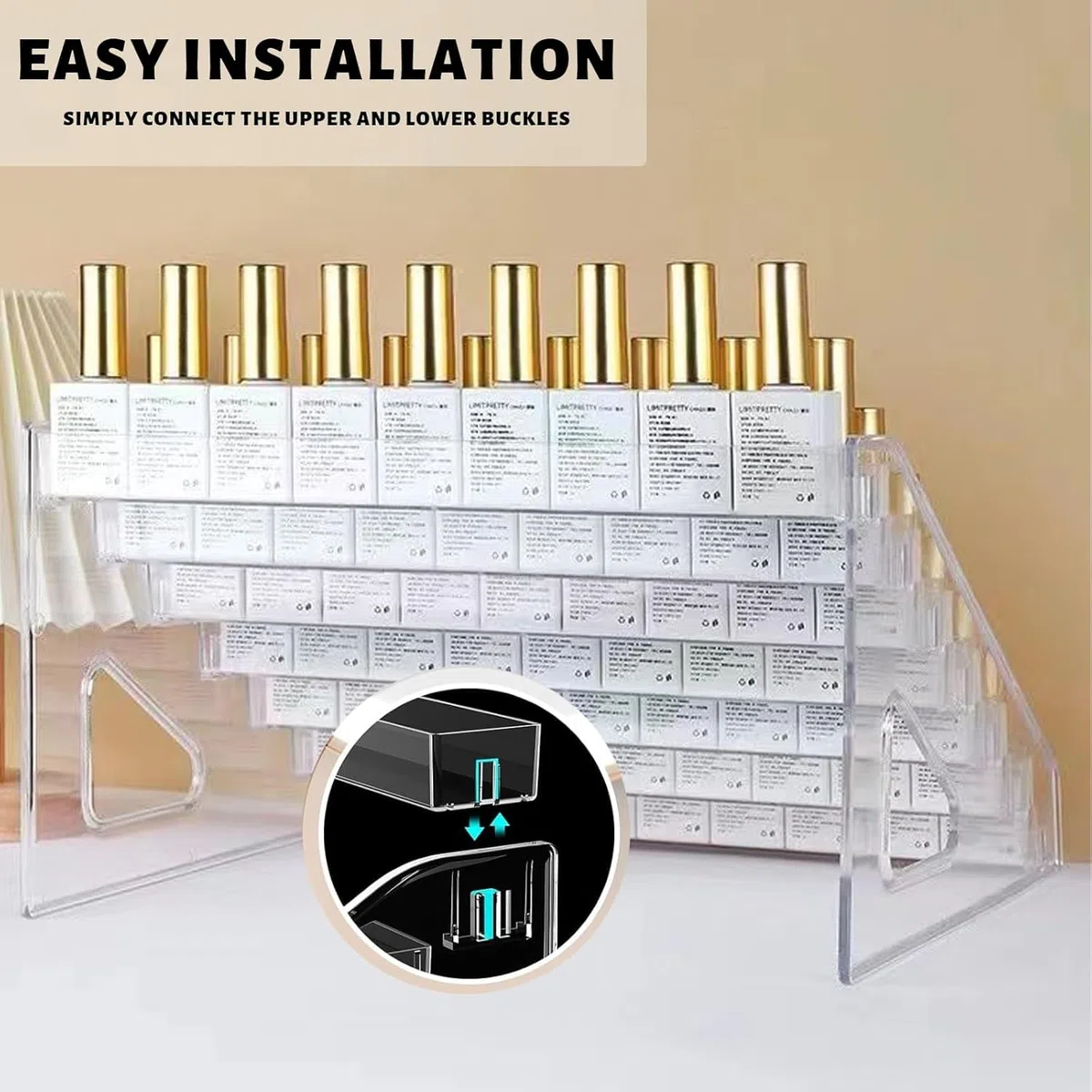 7 Livelli Porta Smalti Organizer Acrilico Porta Rossetti Organizer Trasparente Espositore Smalti Supporto per Smalto per Unghie Scaffale per Smalti Contiene Circa 70 Bottiglie per Rossetto