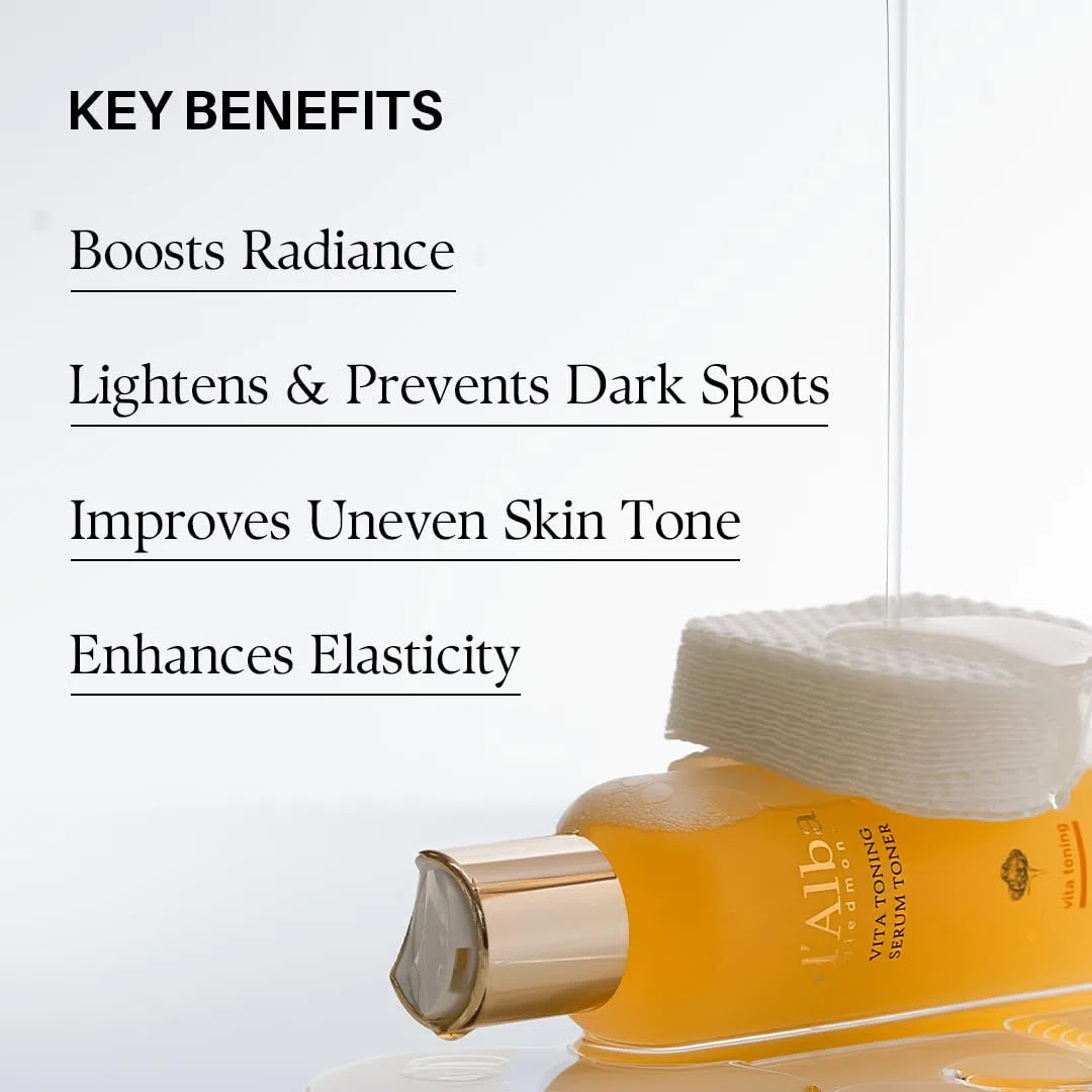 d'Alba Piedmont White Truffle Vita Toning Serum Toner, Pelle Effetto Vetro con Skincare a Doppie Vitamine, Idratante Viso (180ml)
