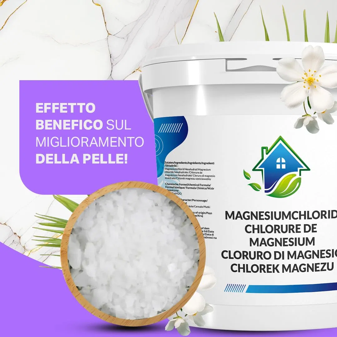 Cloruro di Magnesio Flakes 4kg I Magnesium Cloruro Puro in Fiocchi I Sale da Bagno Esaidratato I Magnesio in Polvere Naturale per Bagno e Benessere (4 kg (1er Pack))