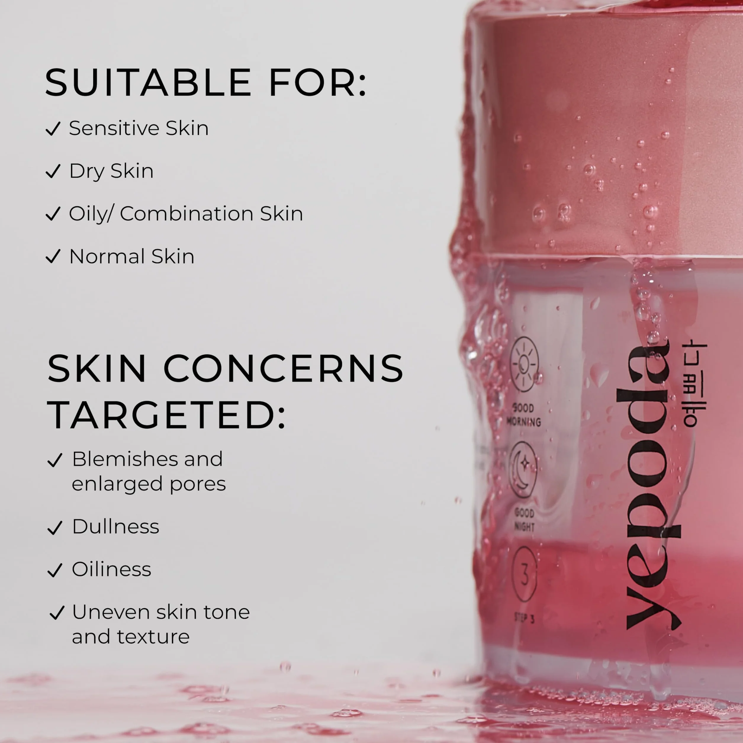 Yepoda The Porefect Pad: dischetti esfolianti con acqua di rose, AHA, BHA, PHA. Esfoliazione delicata, pori affinati. Vegani e testati per tutti i tipi di pelle, 60 pz / 120 ml.
