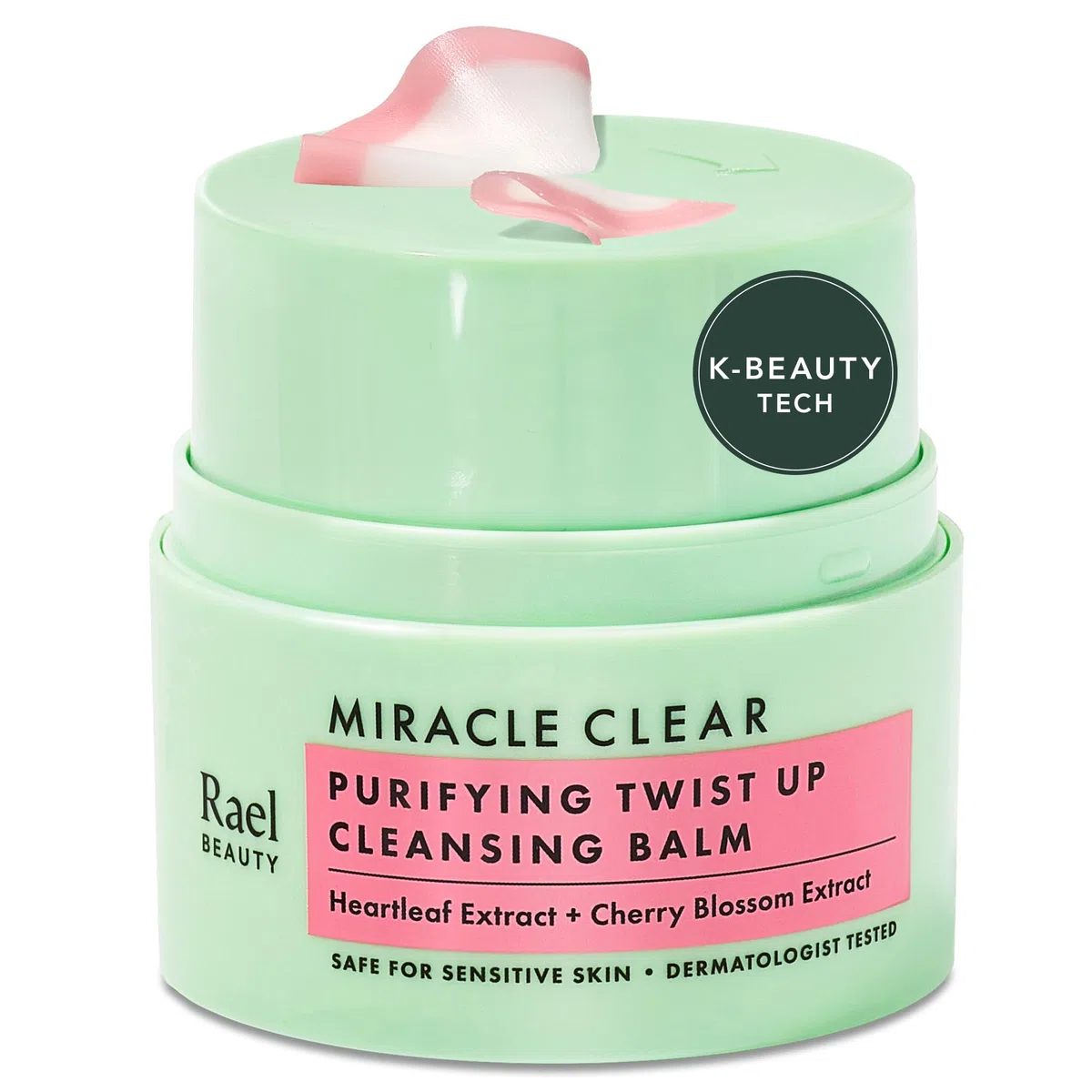Rael Miracle Clear Cleansing Balm - Makeup Remover, Twist-Up Face Cleanser, Double Cleanse, Non-Comedogenic, with Rice Bran & Jojoba Oils, Vegan, Korean Skin Care, All Skin Type (50 ml)