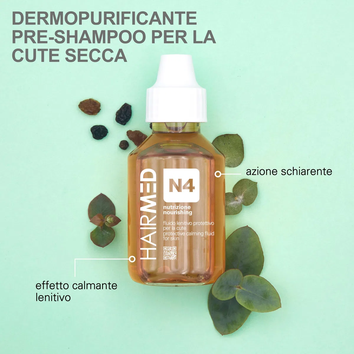 HAIRMED, N4 Olio Pre Shampoo Idratante Cute Secca, Olio Capelli, Fluido Lenitivo per Cuoio Capelluto Secco e Irritato, Trattamento Capelli, 100 ml