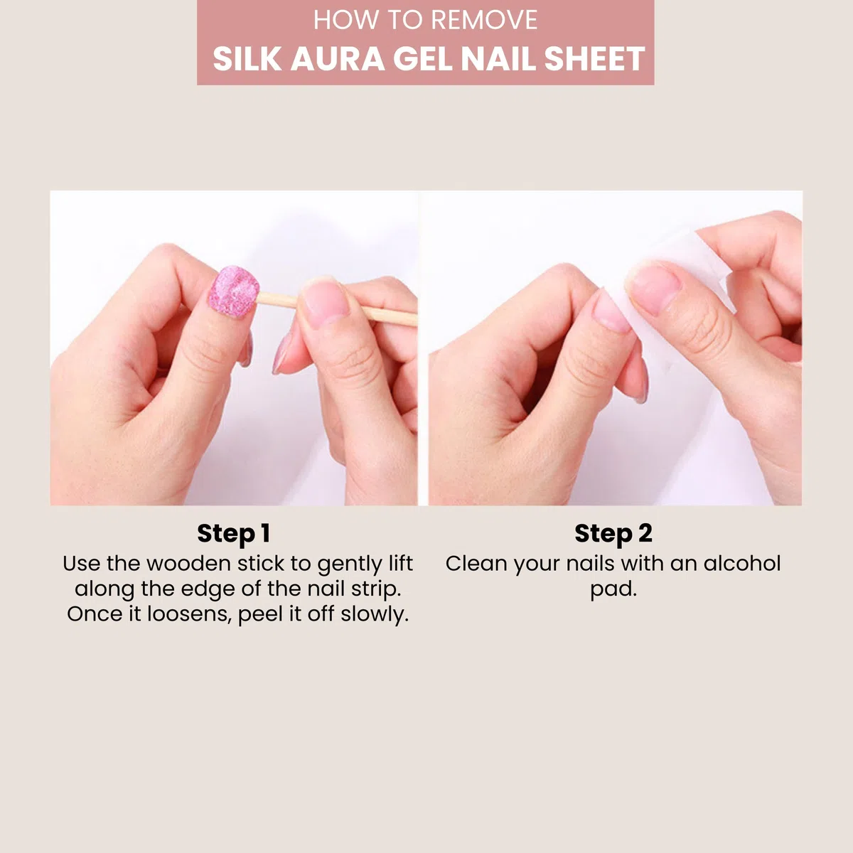 Silk Aura Pellicola autoadesiva in gel per unghie, senza raggi UV, nude glitterato, impermeabile e di lunga durata, design naturale per unghie delle dita e dei piedi