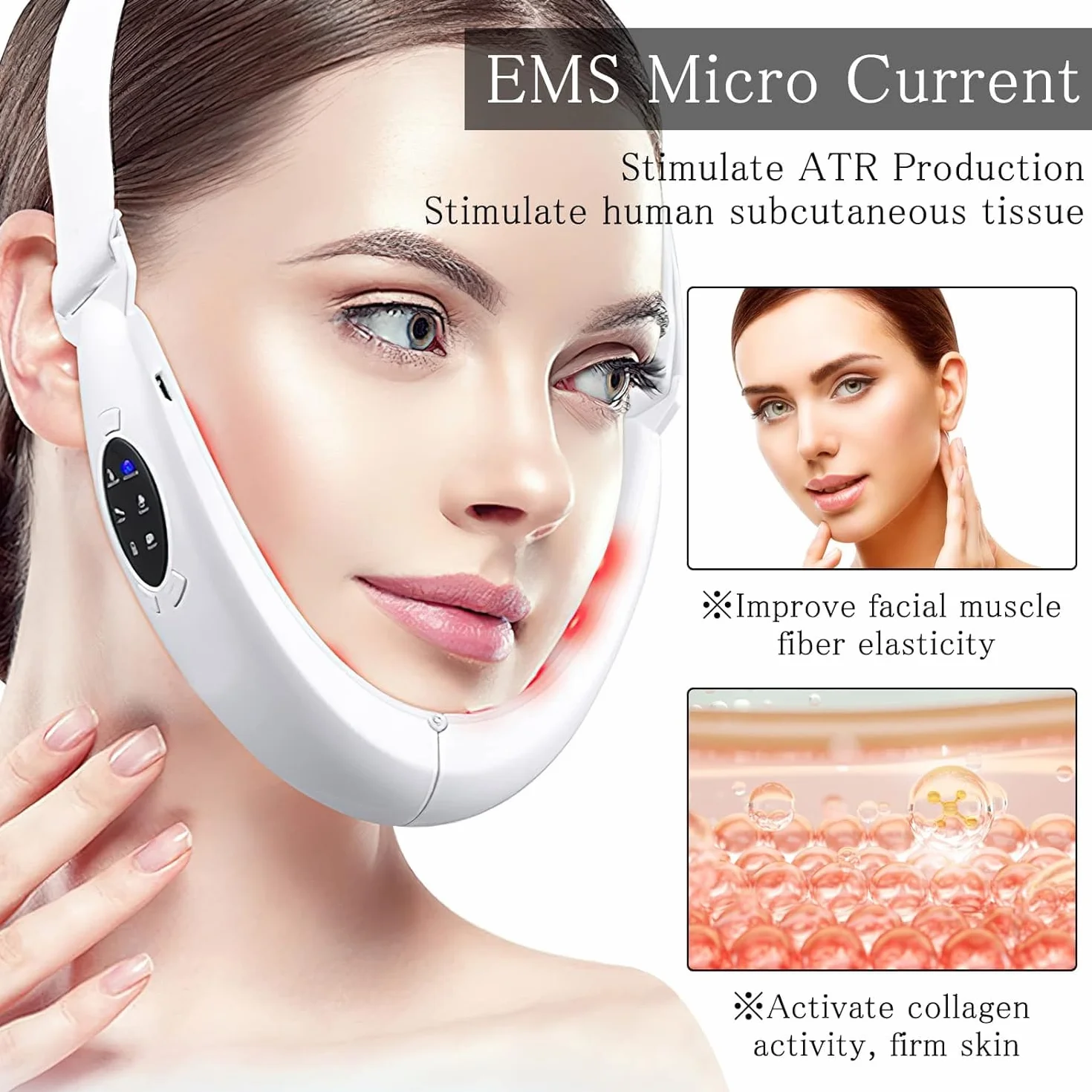 V Face Massaggiatore Viso Antirughe Lifting Tonificante, Elettrica Doppio Mento Riduttore Massaggiatore Viso Lifting per Ridurre il Doppio Mento Massaggiatore Viso Antirughe