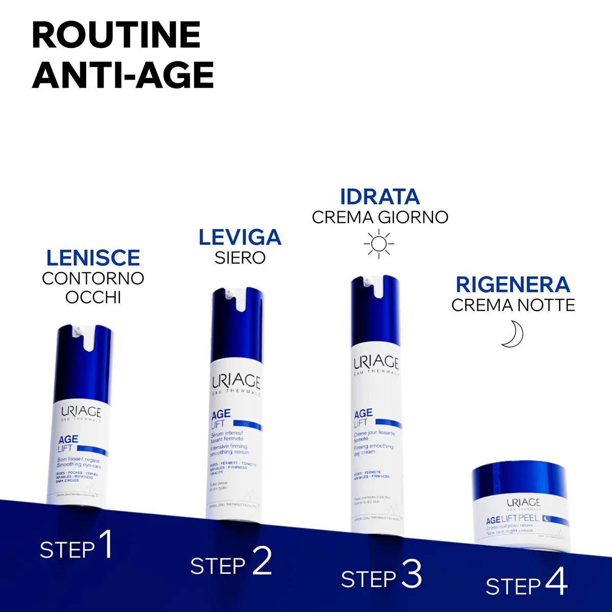Uriage Age Lift Peel crema notte trattamento viso anti-età con 3,6% AHA e acido ialuronico - Leviga, rimpolpa e rassoda la pelle - Texture ricca e cremosa - Adatto a pelle sensibile - 50ml
