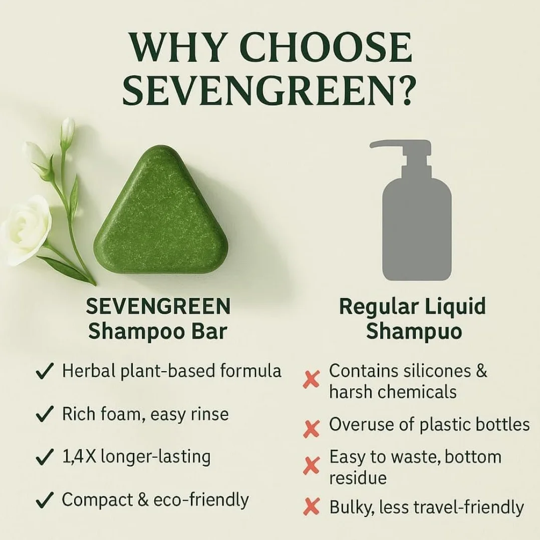 2026 New Nature Triangle Shampoo Bar, Nature Seven Green Soap Shampoo, Usman Grass & Natural Seven Green Soap Solid Shampoos, Strengthen Hair, and Improve Frizziness Hair for Women and Men (2PCS)