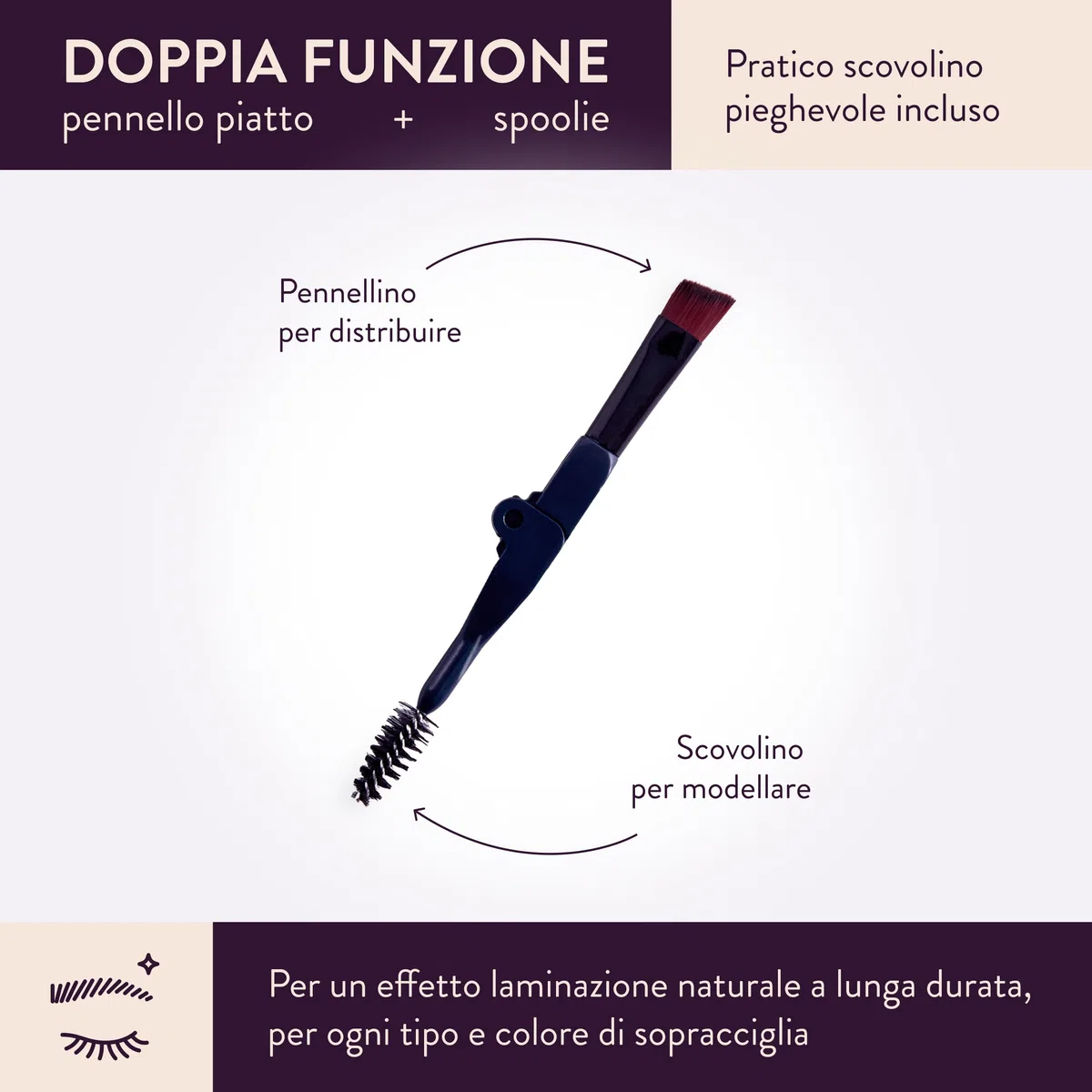 Rougj Cera Sopracciglia LA PECCHI - Fissante Sopracciglia Trasparente per Styling Naturale Effetto Laminazione con Acqua di Rosa - Brow Gel Pratico per Ritocchi Make up Veloci – Made in Italy