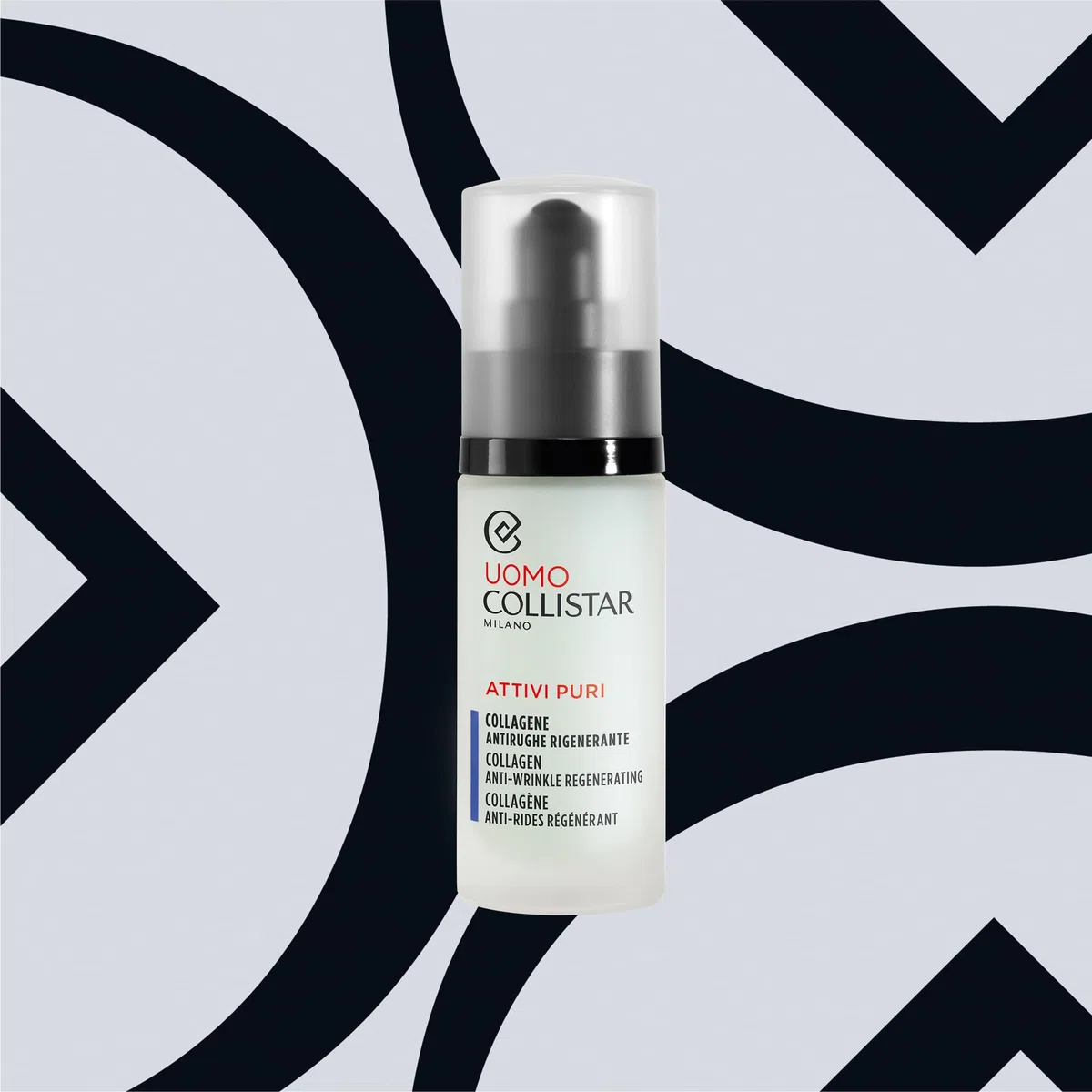 Collistar Attivi Puri Uomo Collagene Anti- rughe Rigenerante, Siero ricompattante idratante elasticizzante, Uso quotidiano, Anche dopo la rasatura, Ideale anche per pelli sensibili, 30 ml