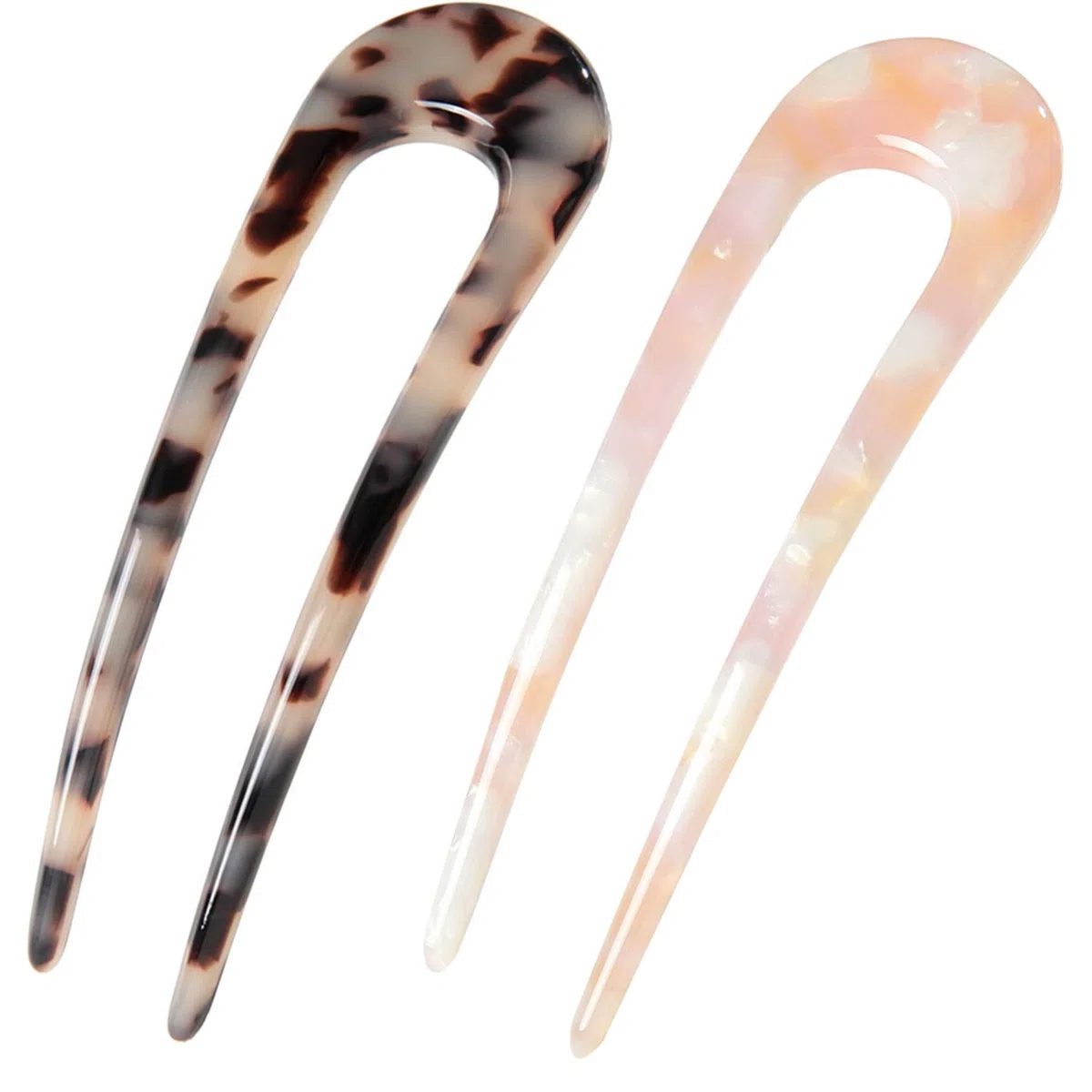 Forcine per capelli francesi a forma di U con guscio di tartaruga, 2 forcine per capelli in acetato, accessori per acconciature da donna, confezione da 2