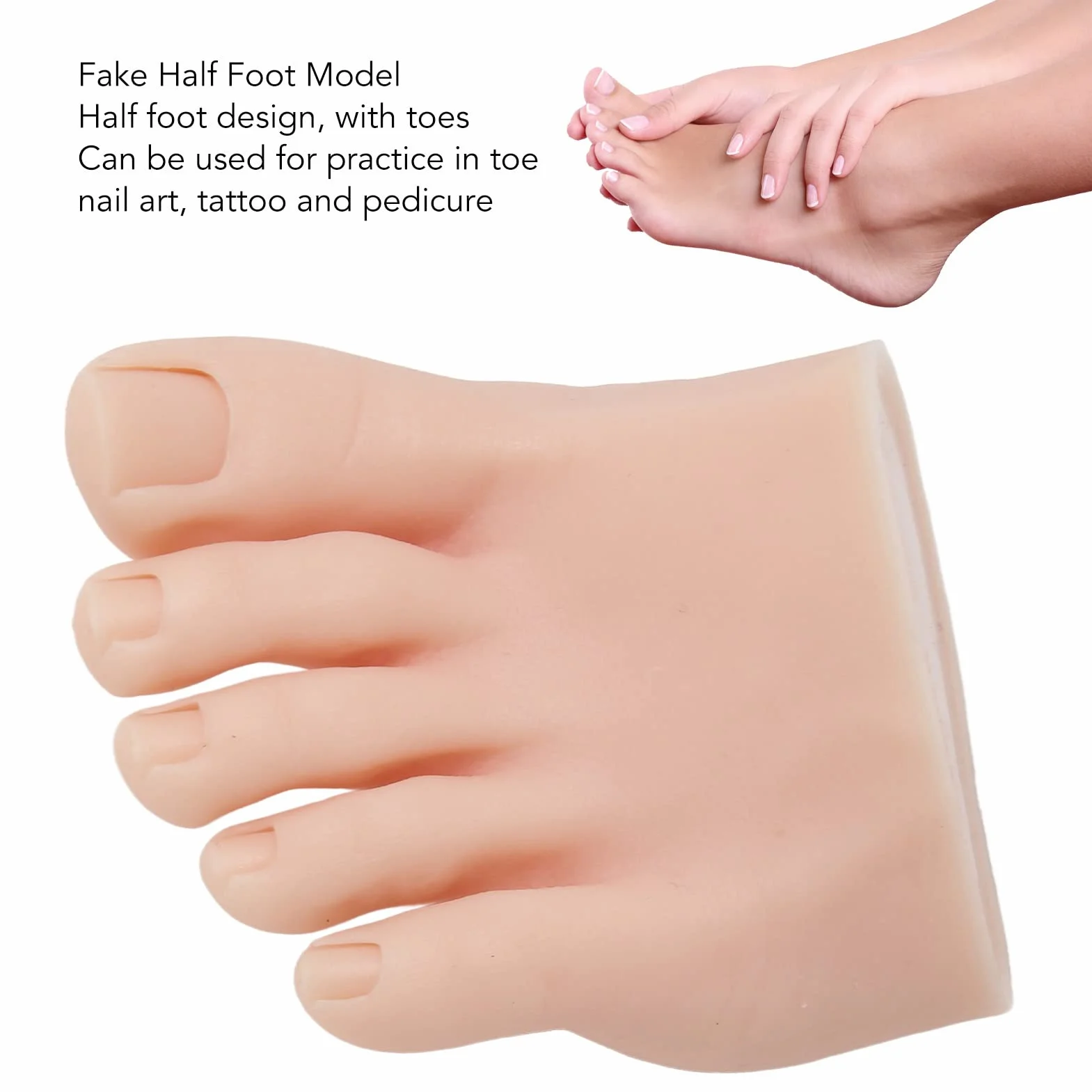 Pratica Modello di Piede Finto, Flessibile Morbido Silicone Piede per Pratica Piede per Allenamento Pratica per Unghie, Manichino Mezzo Piede per Esposizione di Allenamento