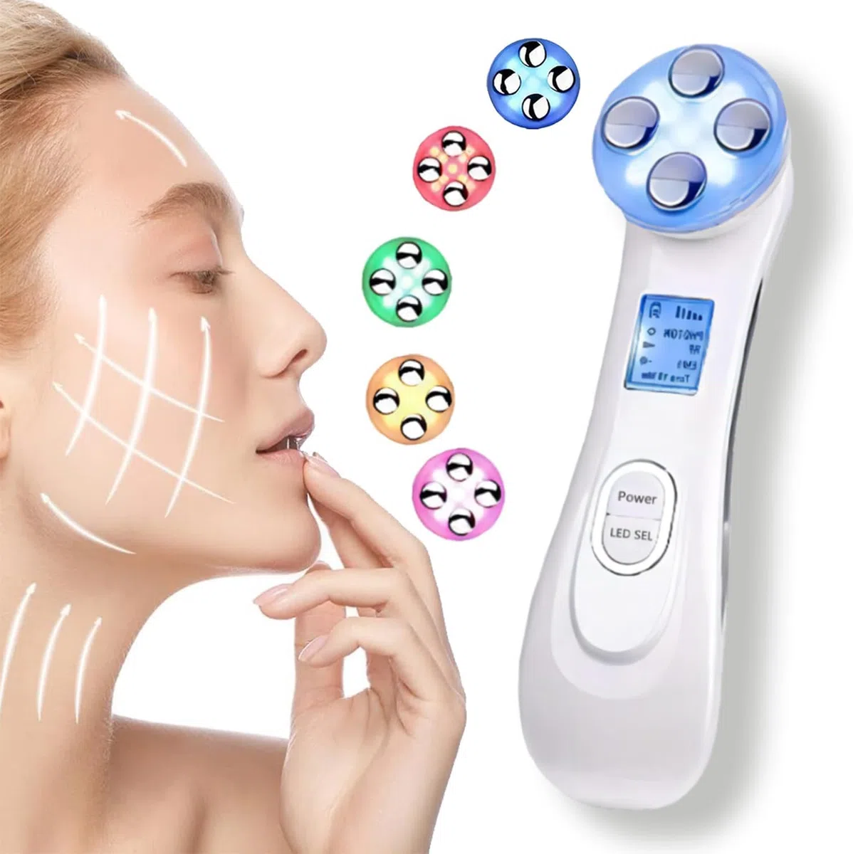 AILEDA Elettrico Massaggiatore Viso,il Lifting e il Rassodamento Della Pelle Cadente,Ultrasuoni Terapia LED Radiofrequenza Viso e Corpo Massaggiatore Viso Antirughe,Della Pelle Cura del Quotidiana