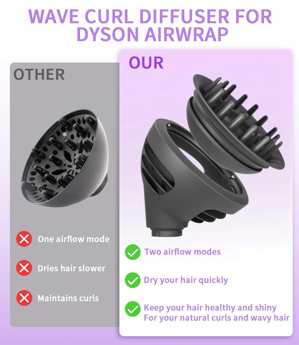 Accessori Diffusore Wave+Curl per Styler HS01 HS05 HS08 – Diffusore compatibile per Dyson Airwrap per Capelli Ricci e Volume – Accessori Styling Professionale per Asciugacapelli Ricci Naturali
