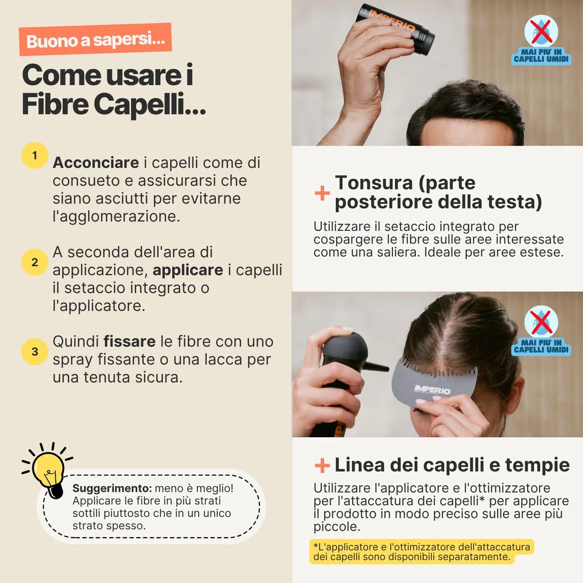 IMPERIO Fibre capelli - per l'infoltimento dei capelli per capelli più spessi e pieni in pochi secondi. Nasconde la caduta dei capelli nelle donne e negli uomini. 100% naturale. 26g (castano scuro)