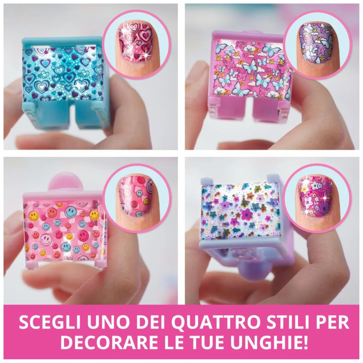 Cool Maker, GO GLAM, Macchina Decora Unghie, Decora 200 Unghie con 4 Motivi, 2 Applicatori di Smalto e Maschera per Unghie. Giocattoli Creativi per bambine, 7+ anni