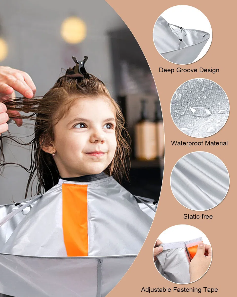 Lictin Taglio Di Capelli Parrucchiere Mantello Da Barba - Mantella per Tagliare i Capelli per Barbiere Di Famiglia con un pettine a punta, 65 cm diametro di (Argento)